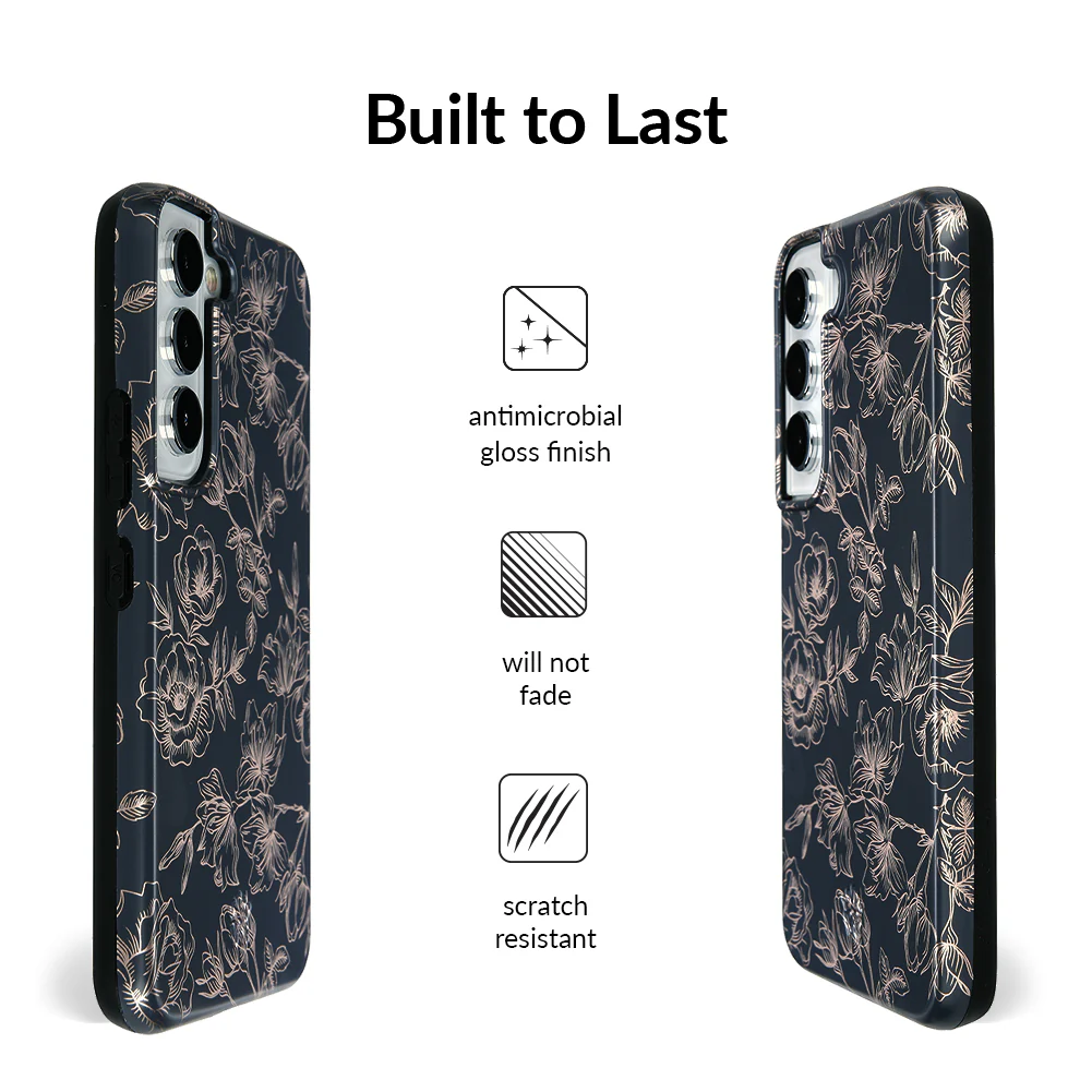 Floral Rose Gold Chrome Samsung Galaxy Case - Image 89