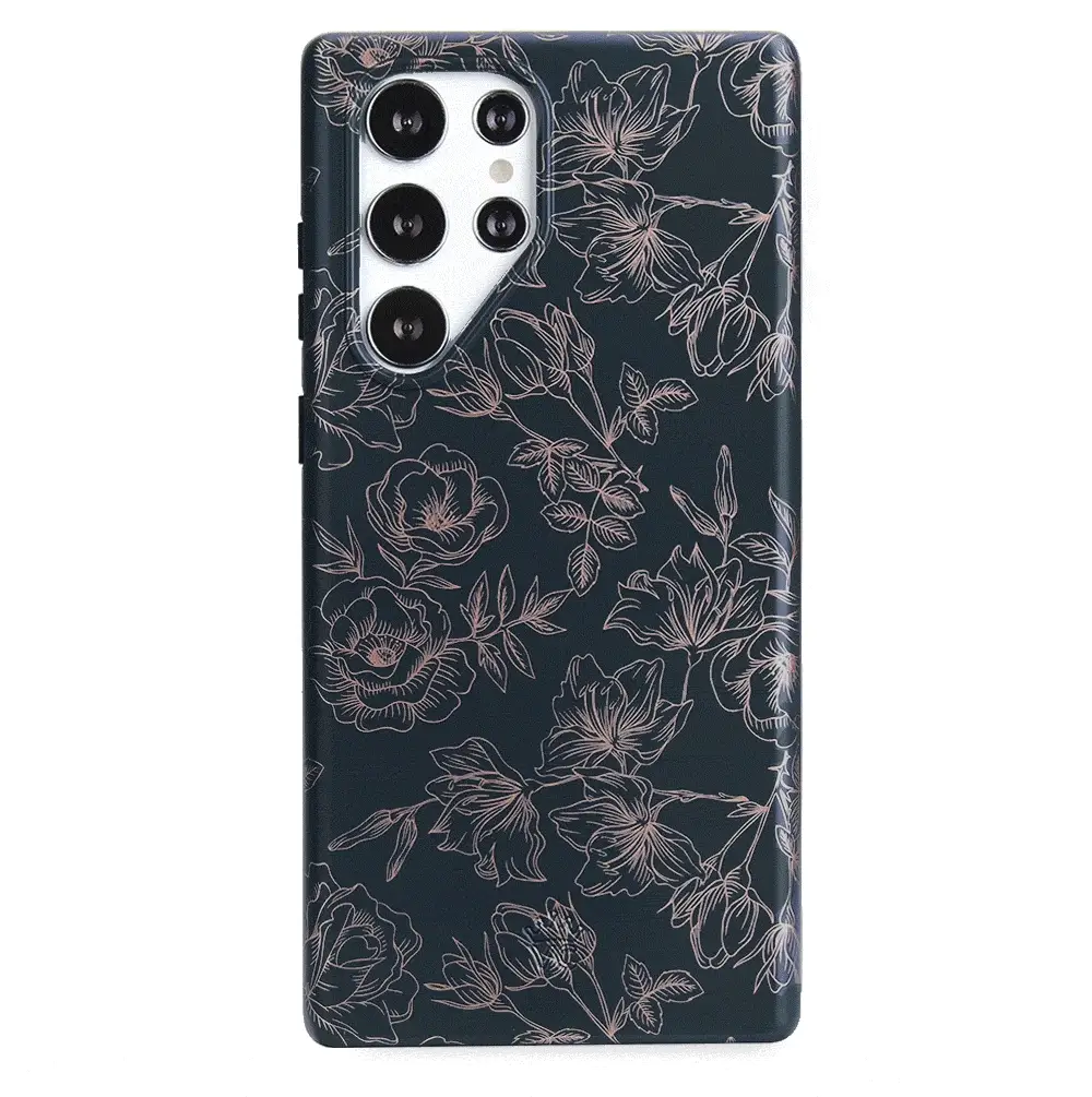 Floral Rose Gold Chrome Samsung Galaxy Case - Image 96