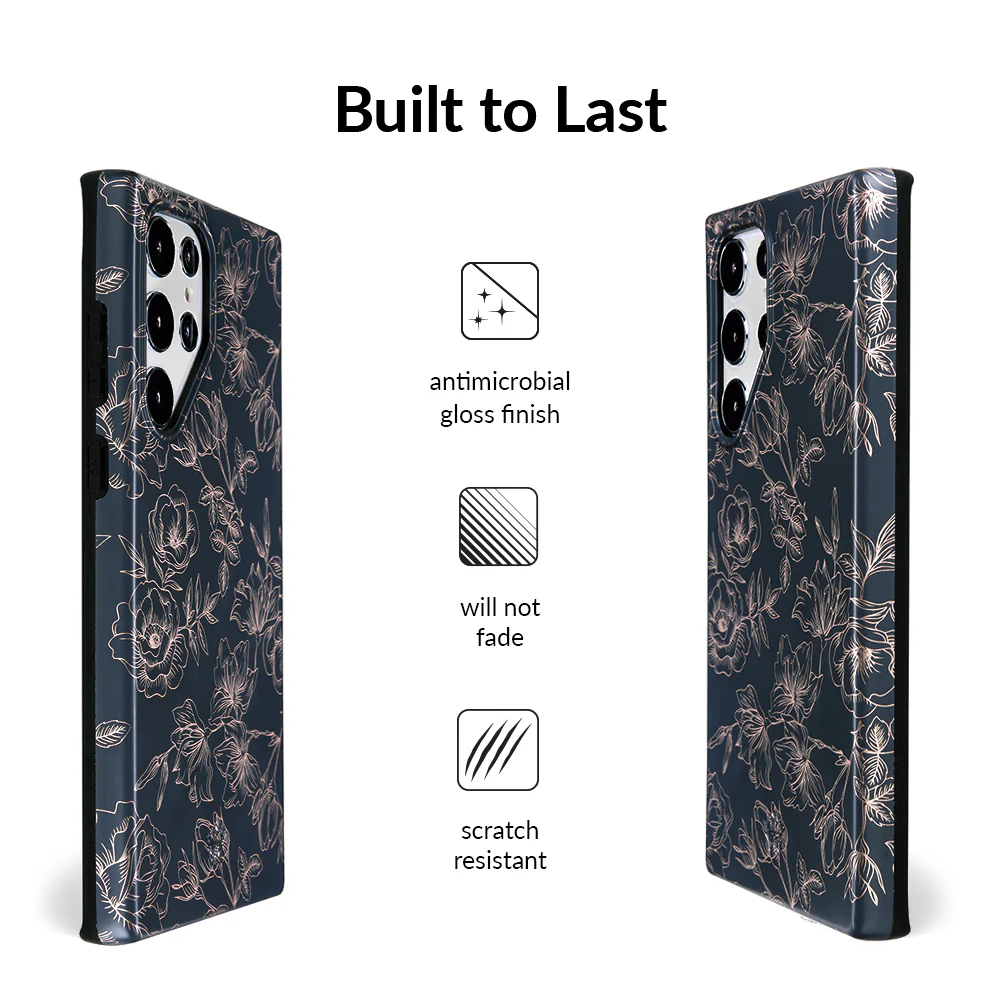 Floral Rose Gold Chrome Samsung Galaxy Case - Image 99