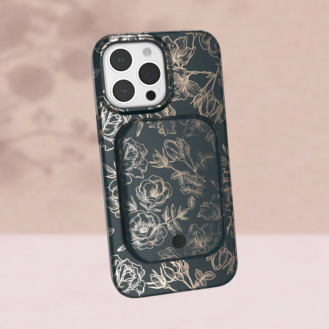 Floral Rose Gold Chrome MagSafe Battery Power Pack - Image 2