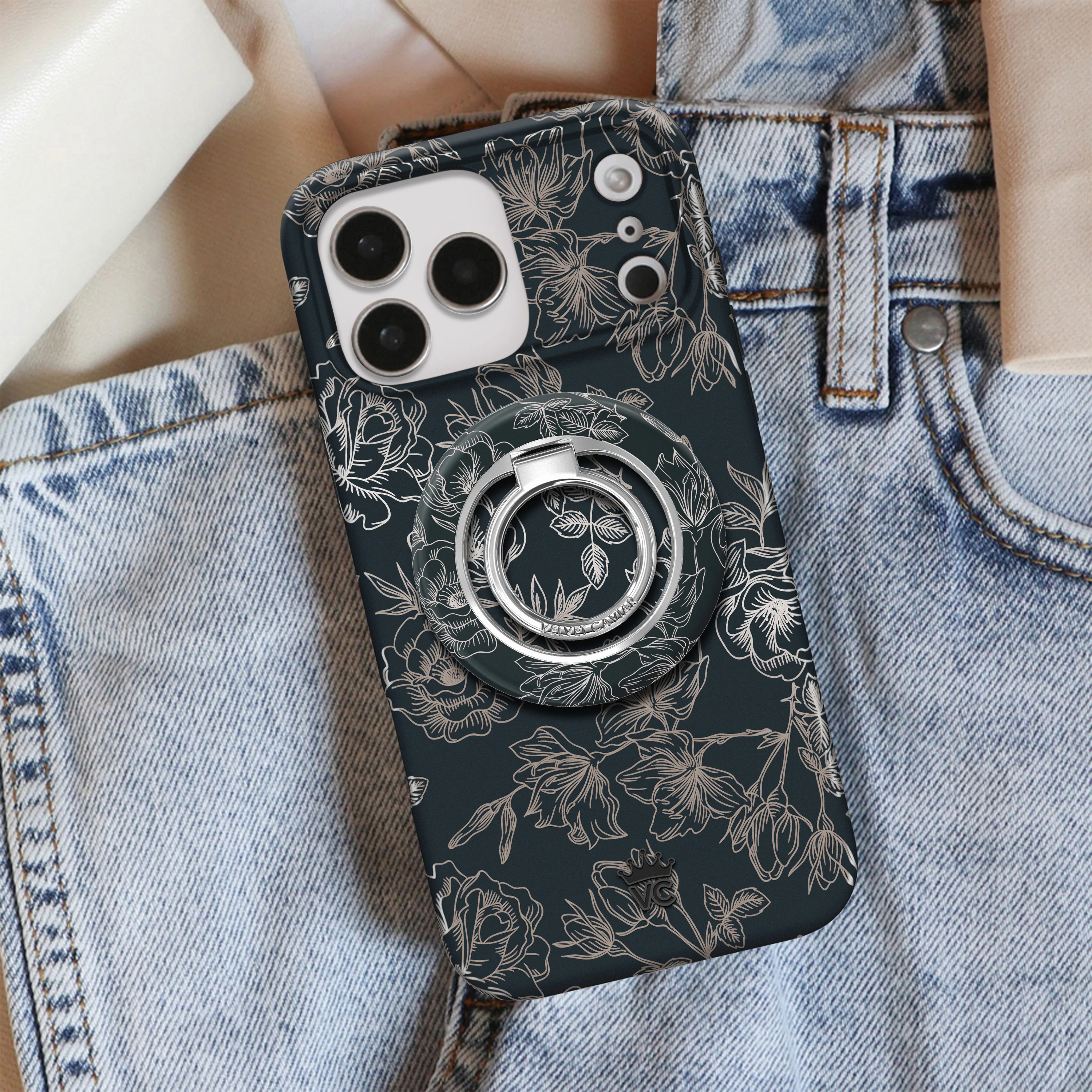 Floral Rose Gold Chrome MagSafe Grip Ring - Image 6