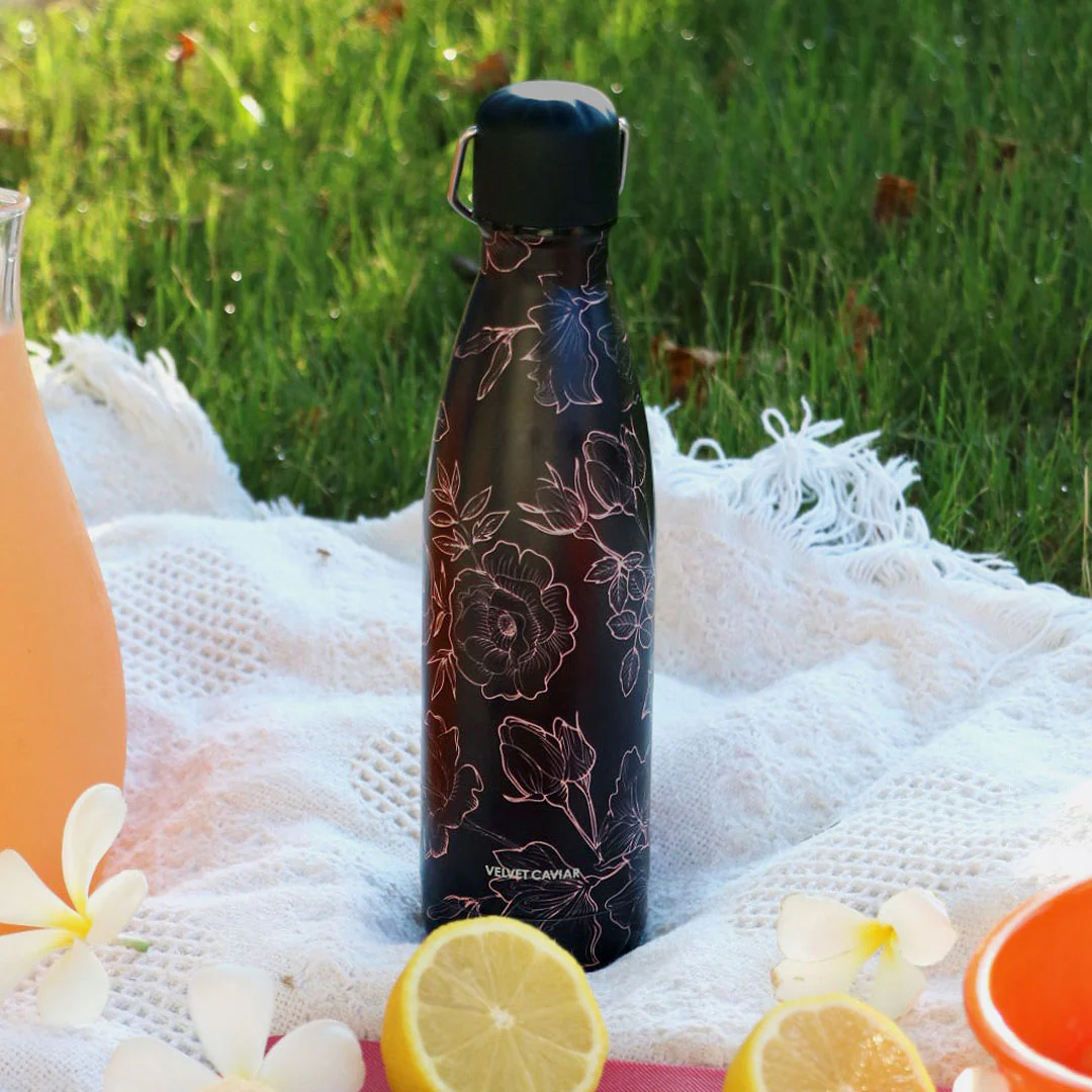 Floral Rose Gold Water Bottle - Image 2