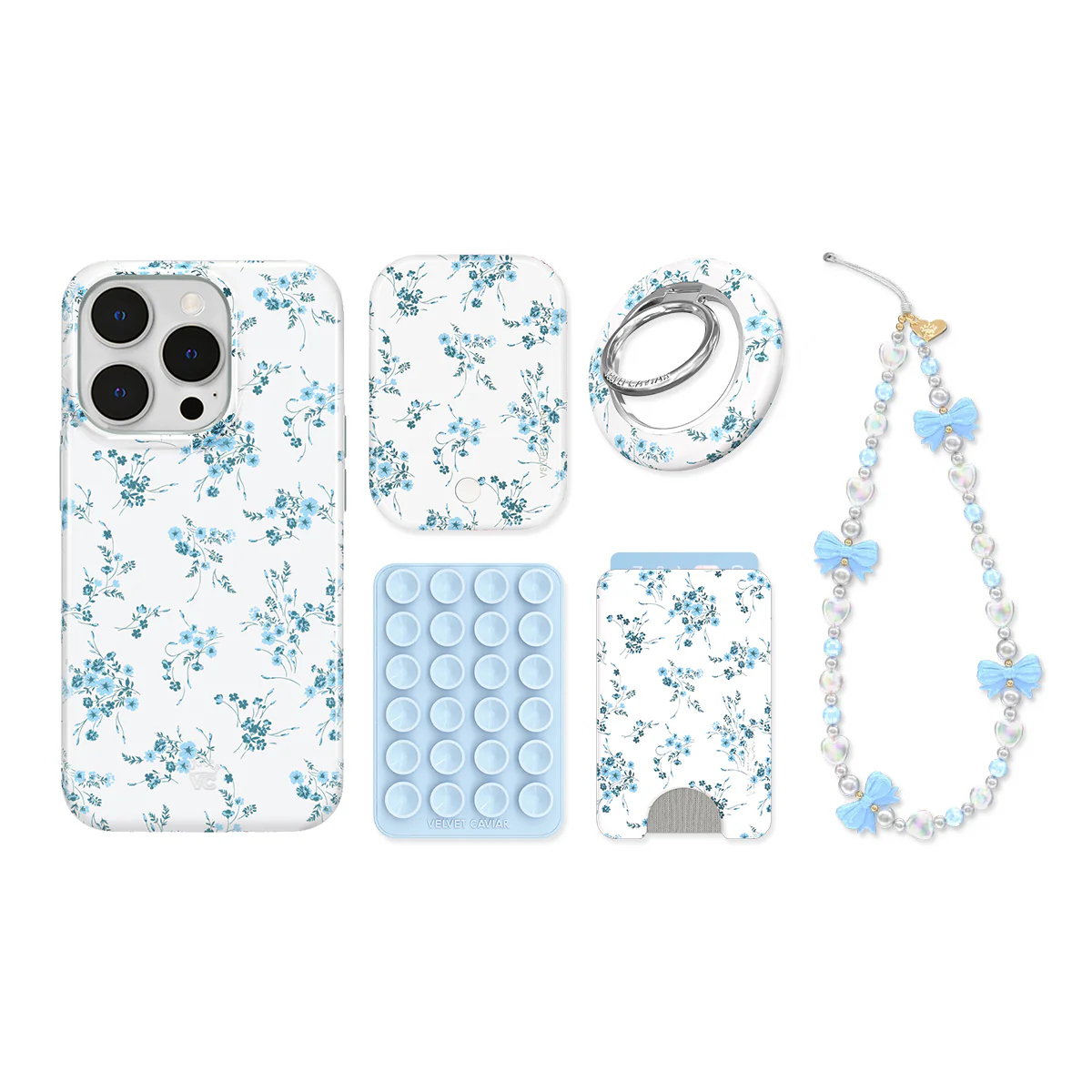 French Blue Floral iPhone Bundle Set - Image 11