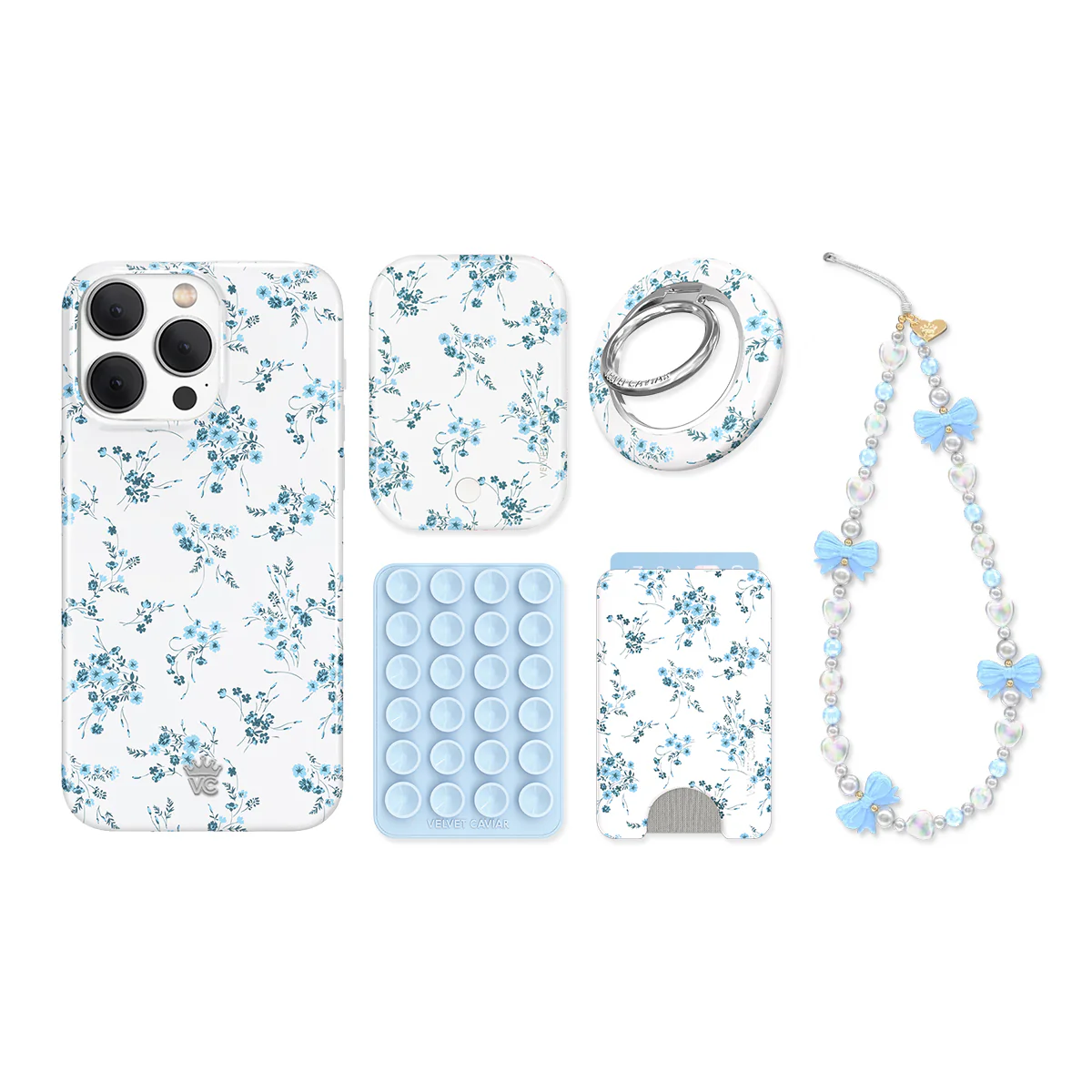 French Blue Floral iPhone Bundle Set - Image 14