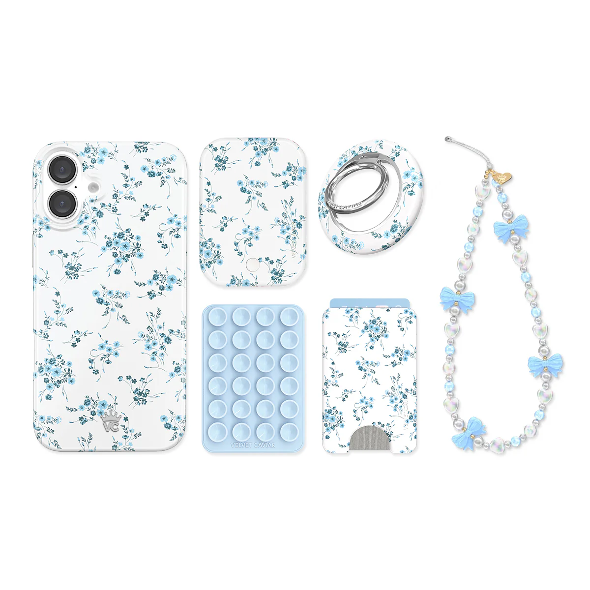 French Blue Floral iPhone Bundle Set - Image 17