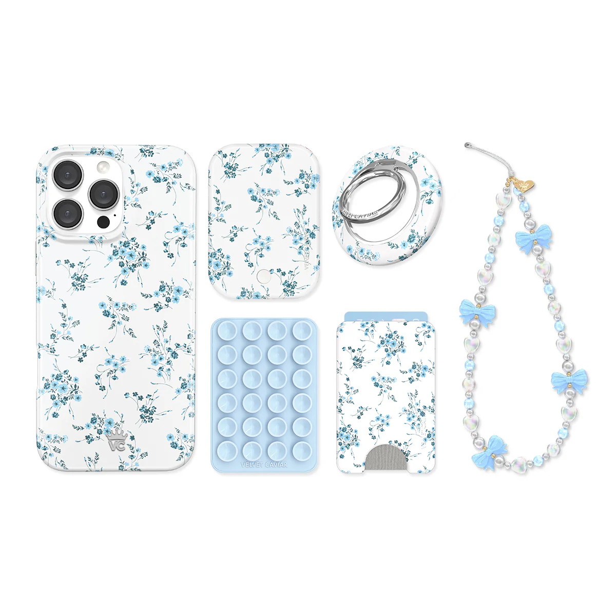 French Blue Floral iPhone Bundle Set - Image 18