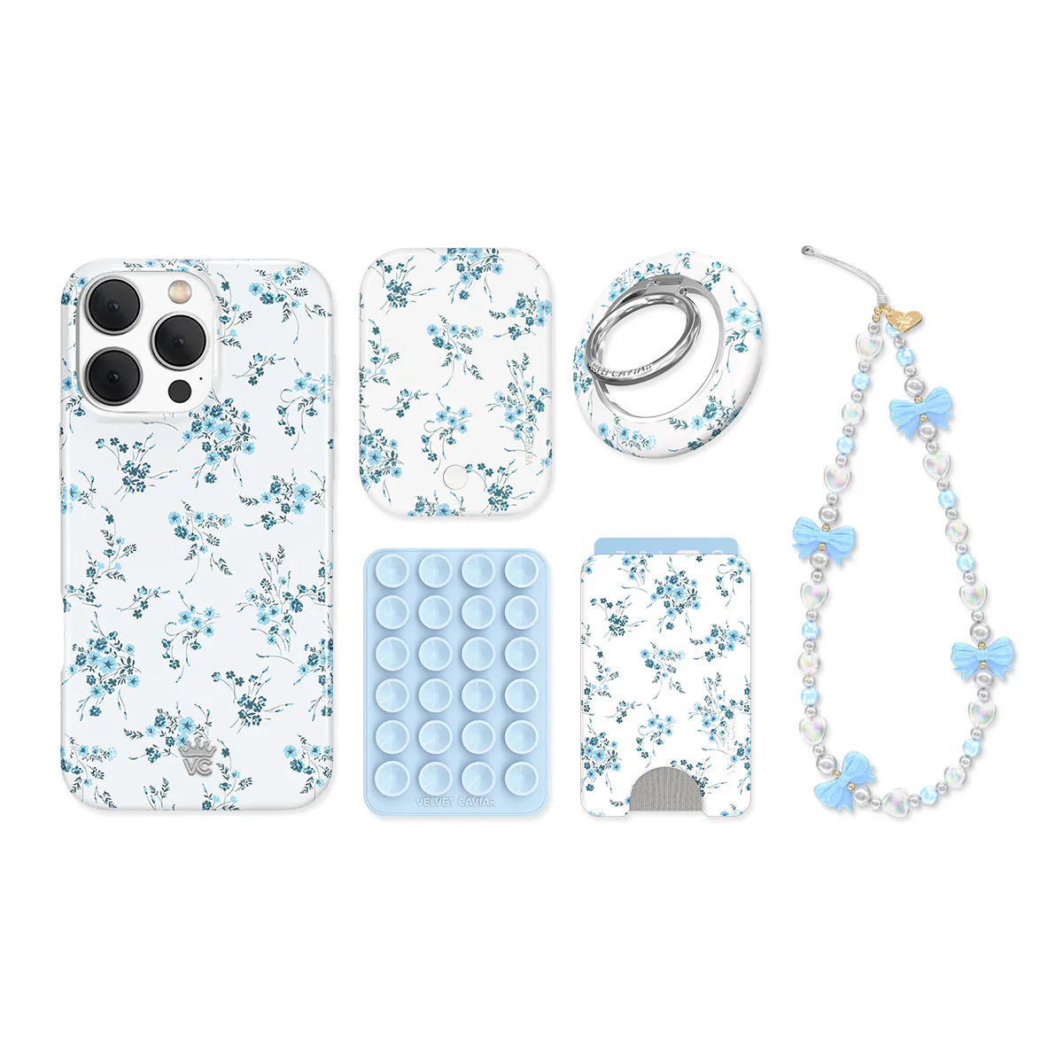 French Blue Floral iPhone Bundle Set - Image 19