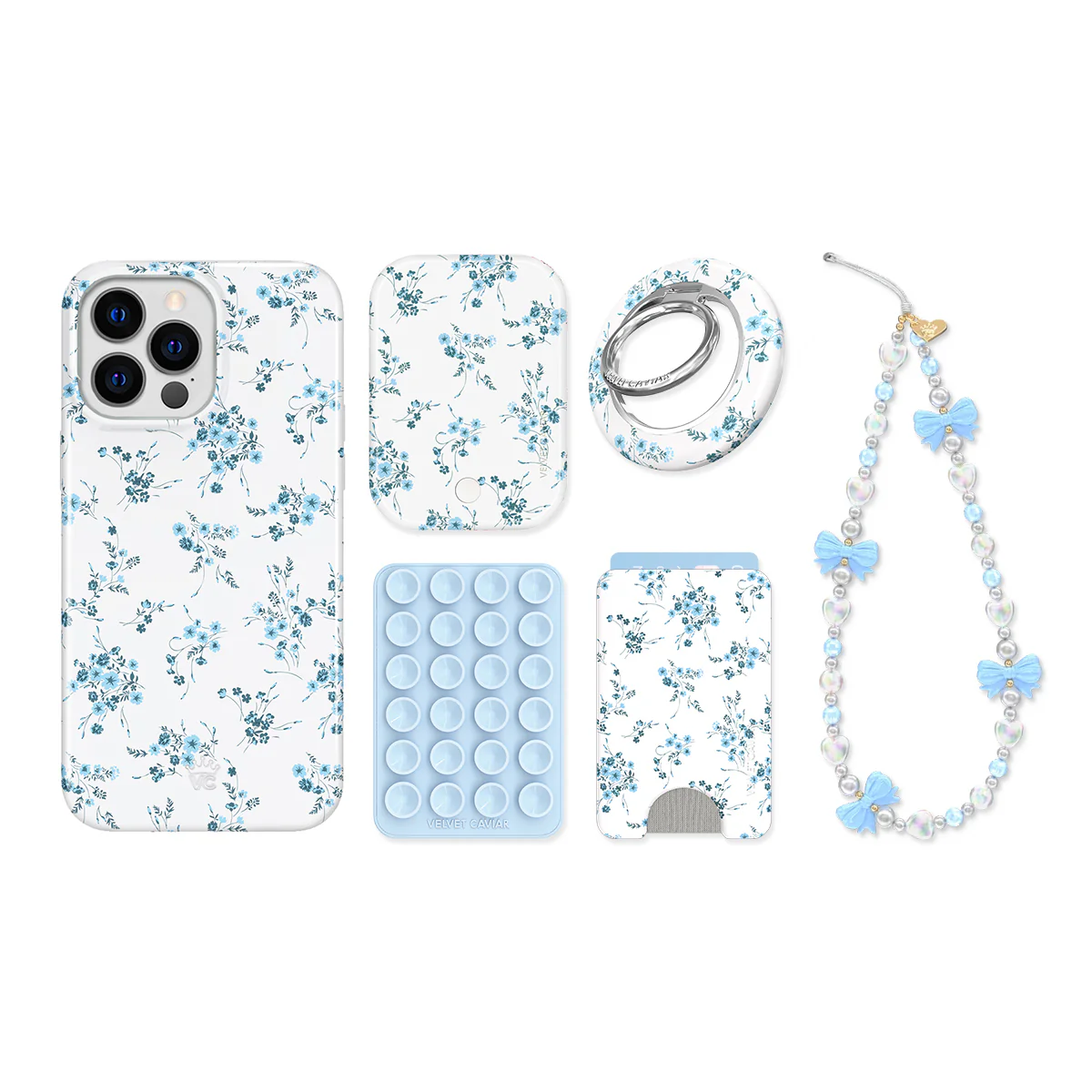 French Blue Floral iPhone Bundle Set - Image 2