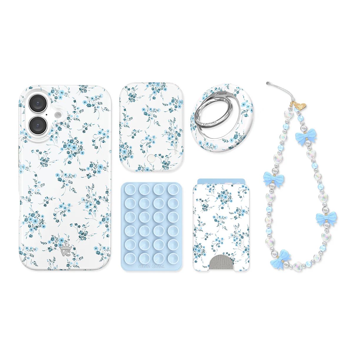 French Blue Floral iPhone Bundle Set - Image 20