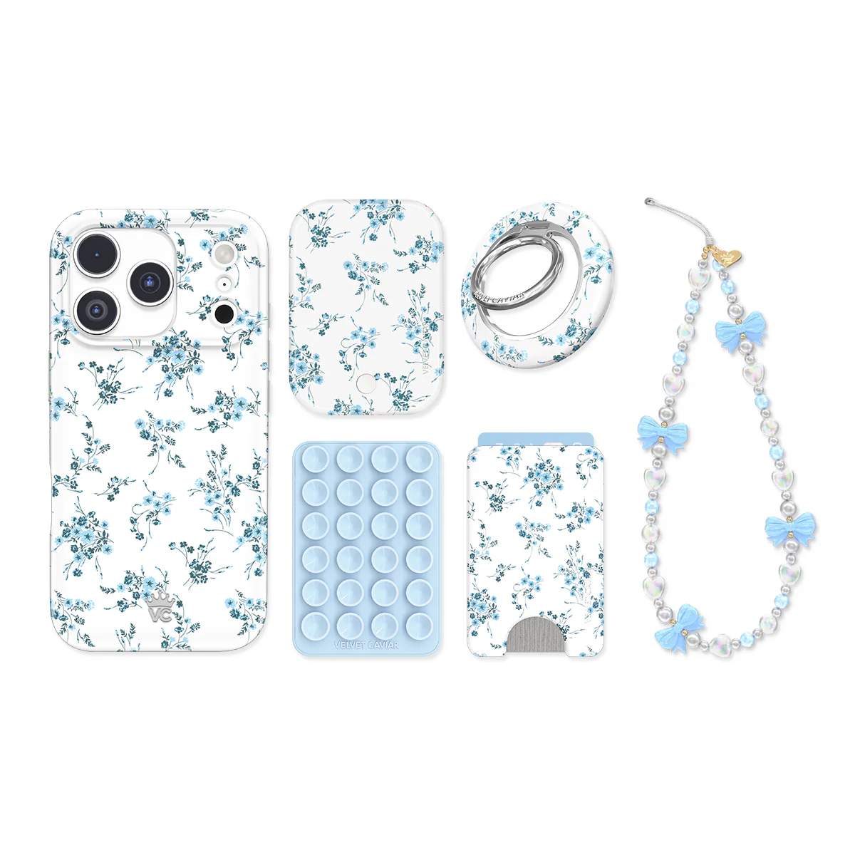 French Blue Floral iPhone Bundle Set - Image 23