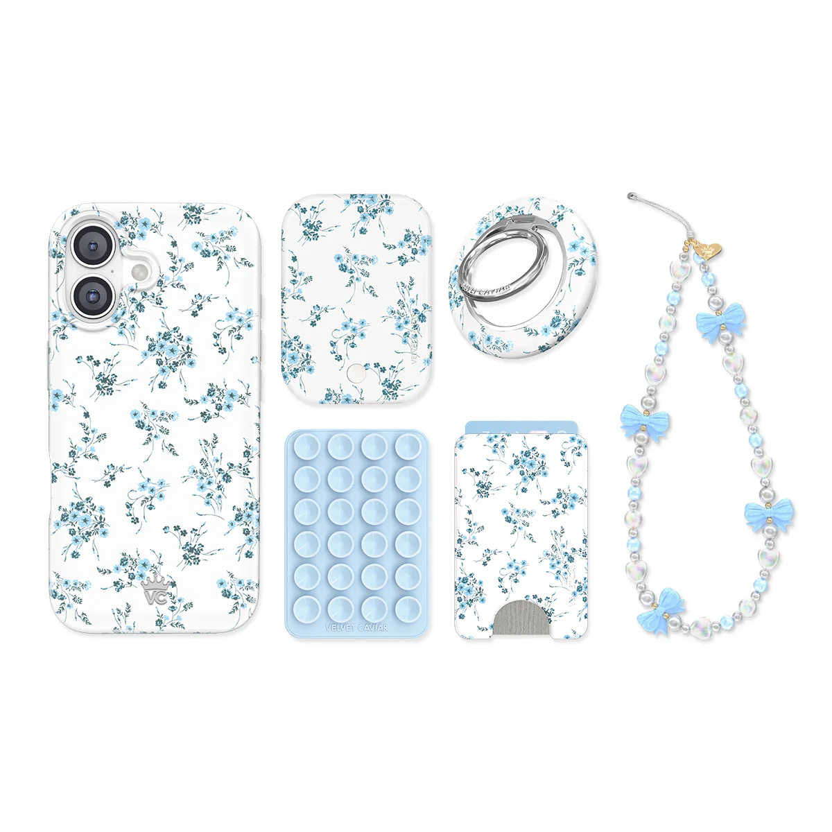 French Blue Floral iPhone Bundle Set - Image 24