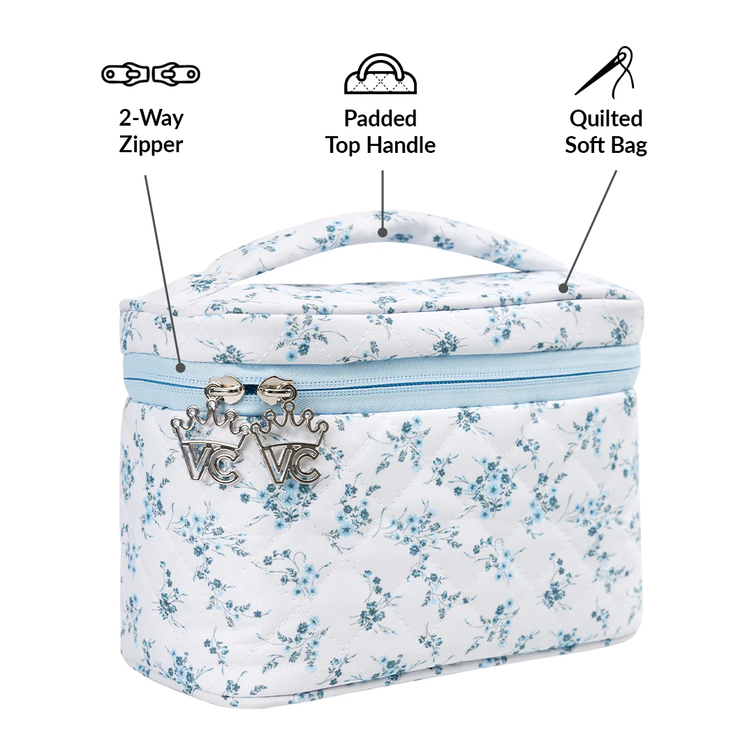 French Blue Floral Vanity Bag - Image 3