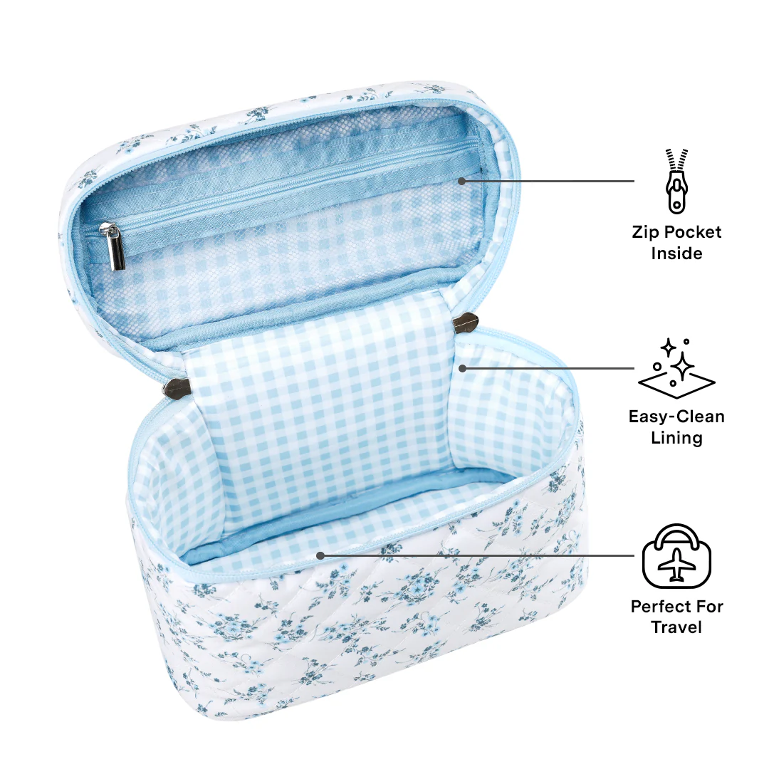 French Blue Floral Vanity Bag - Image 4