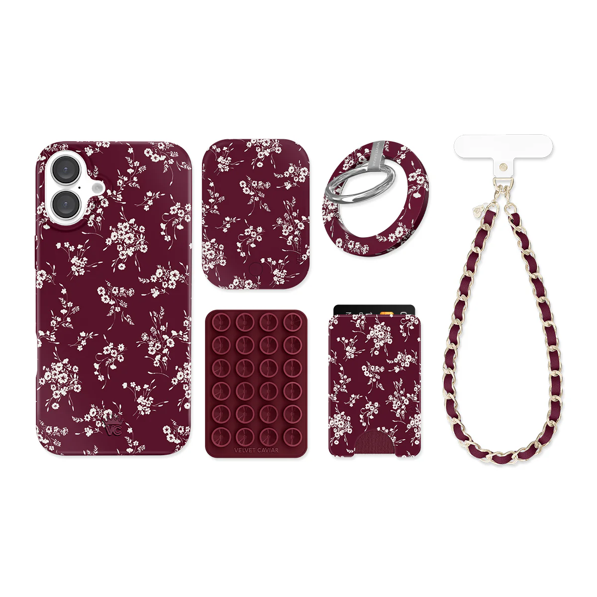French Burgundy Floral iPhone Bundle Set - Image 13