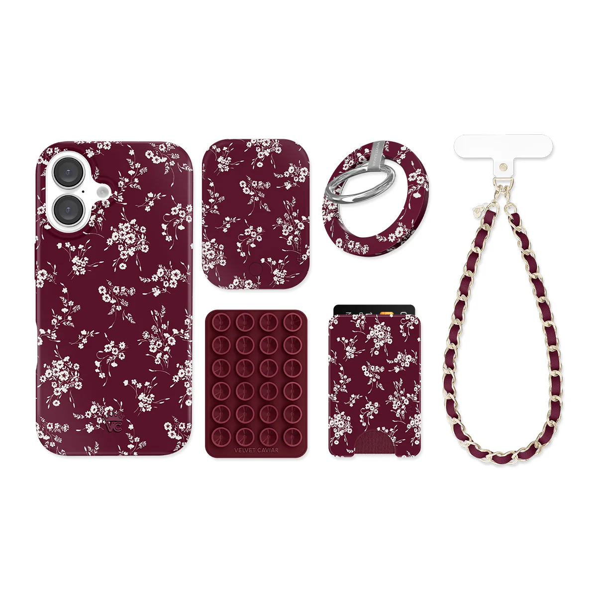 French Burgundy Floral iPhone Bundle Set - Image 16