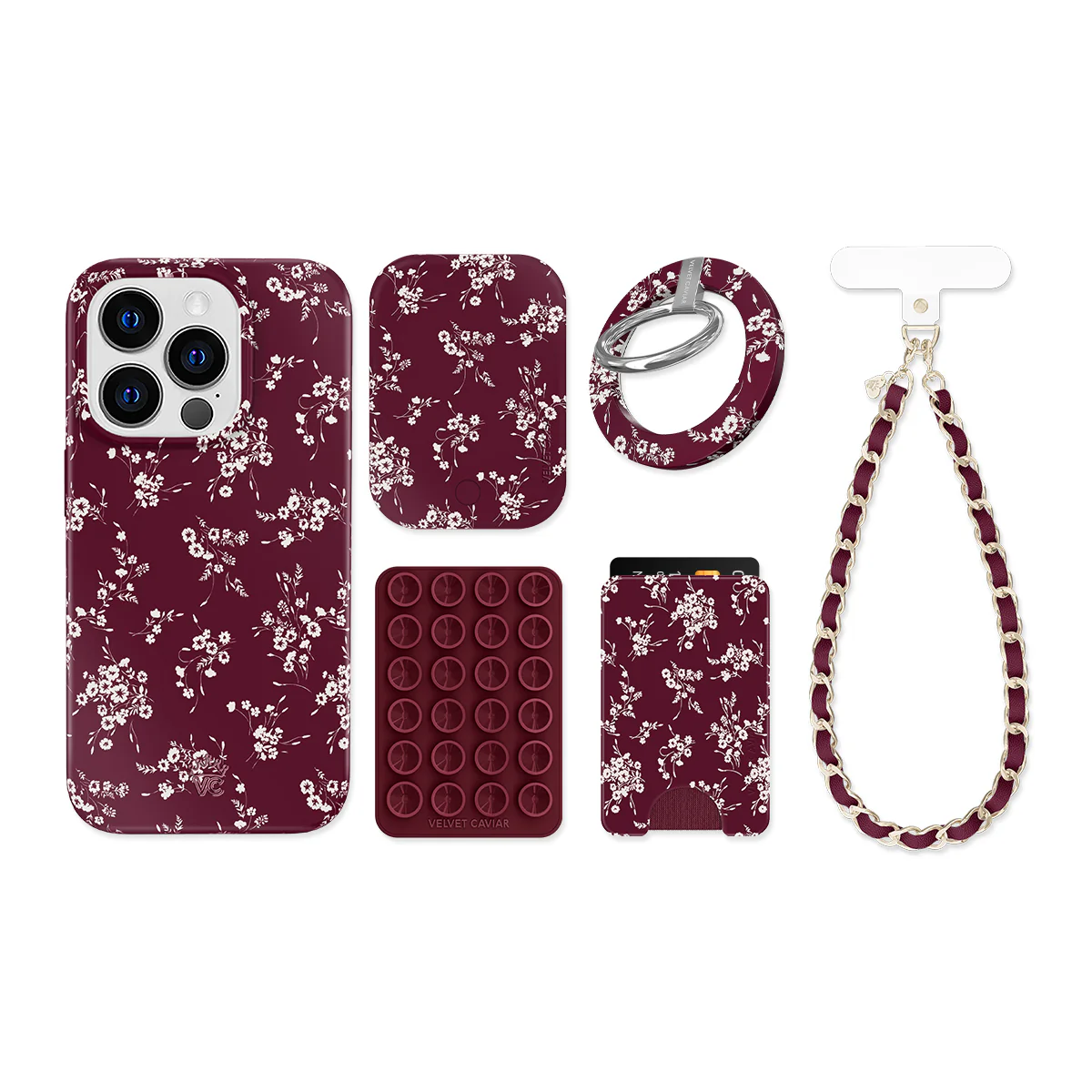 French Burgundy Floral iPhone Bundle Set - Image 3