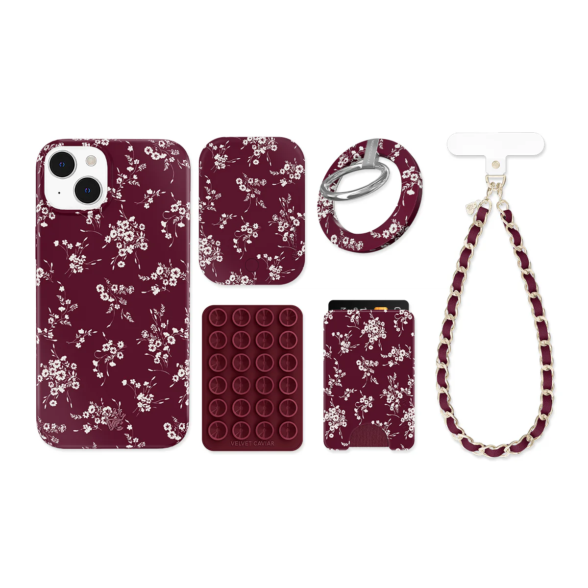 French Burgundy Floral iPhone Bundle Set - Image 5
