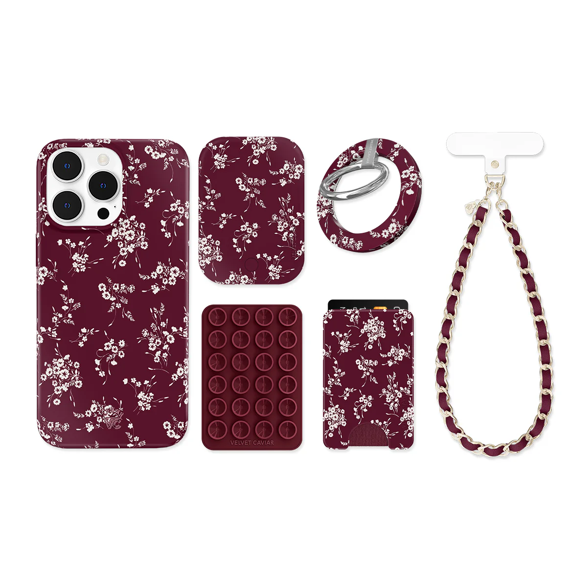 French Burgundy Floral iPhone Bundle Set - Image 6