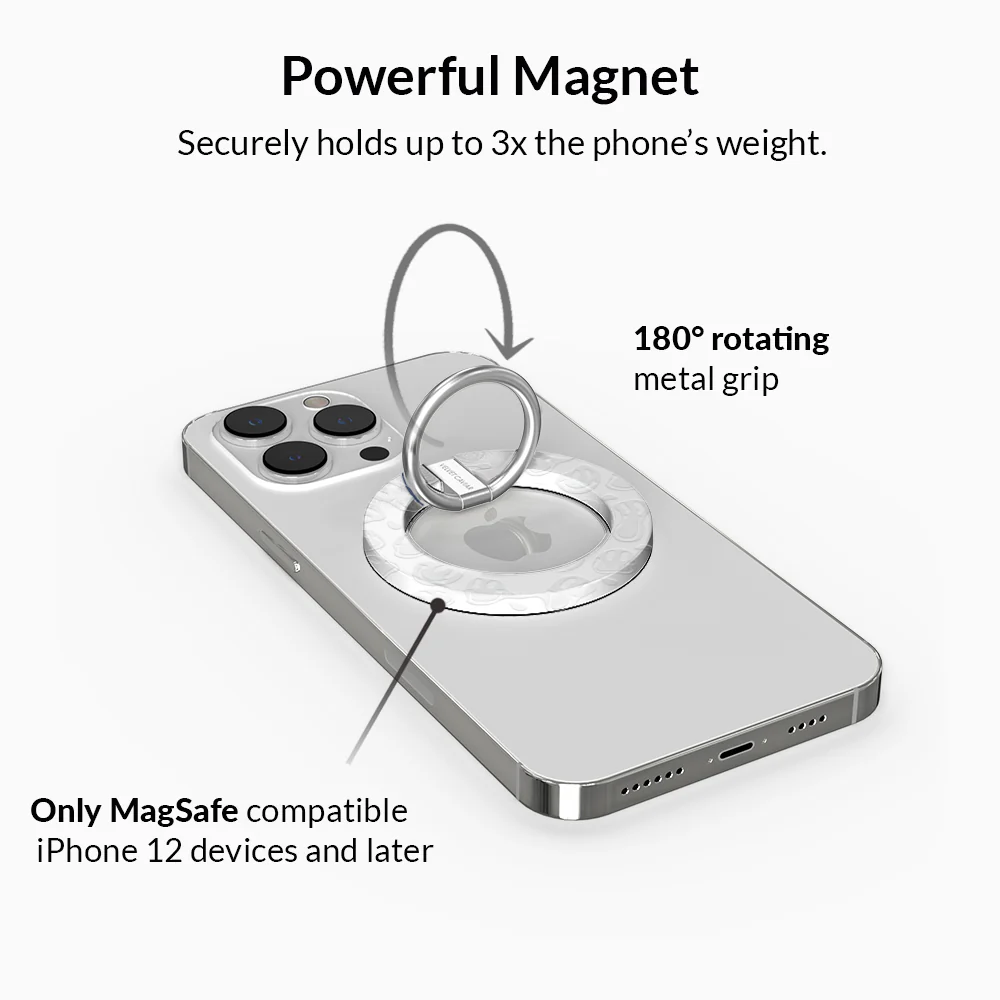 Clear Frosted Smiley MagSafe Grip Ring - Image 3
