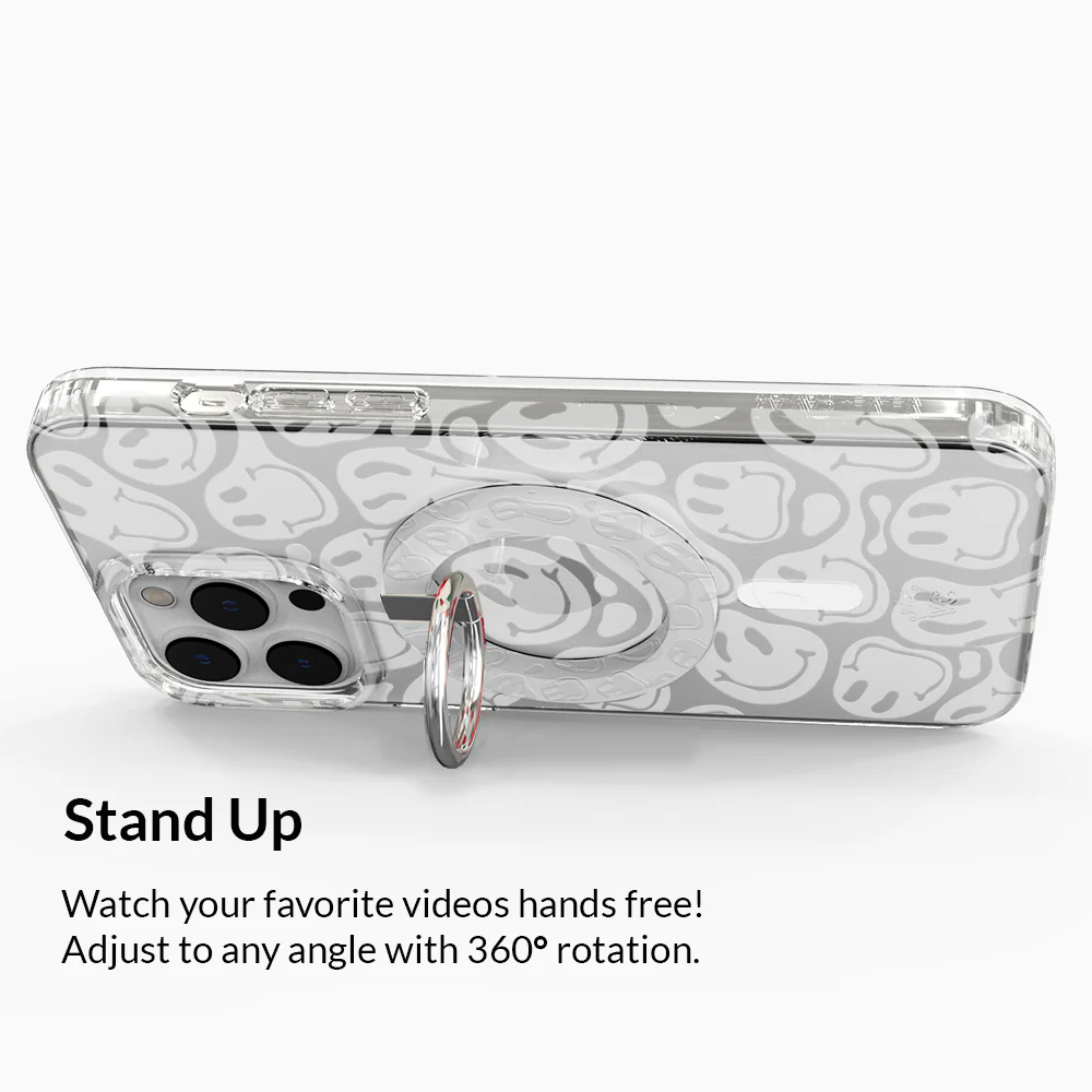Clear Frosted Smiley MagSafe Grip Ring - Image 4