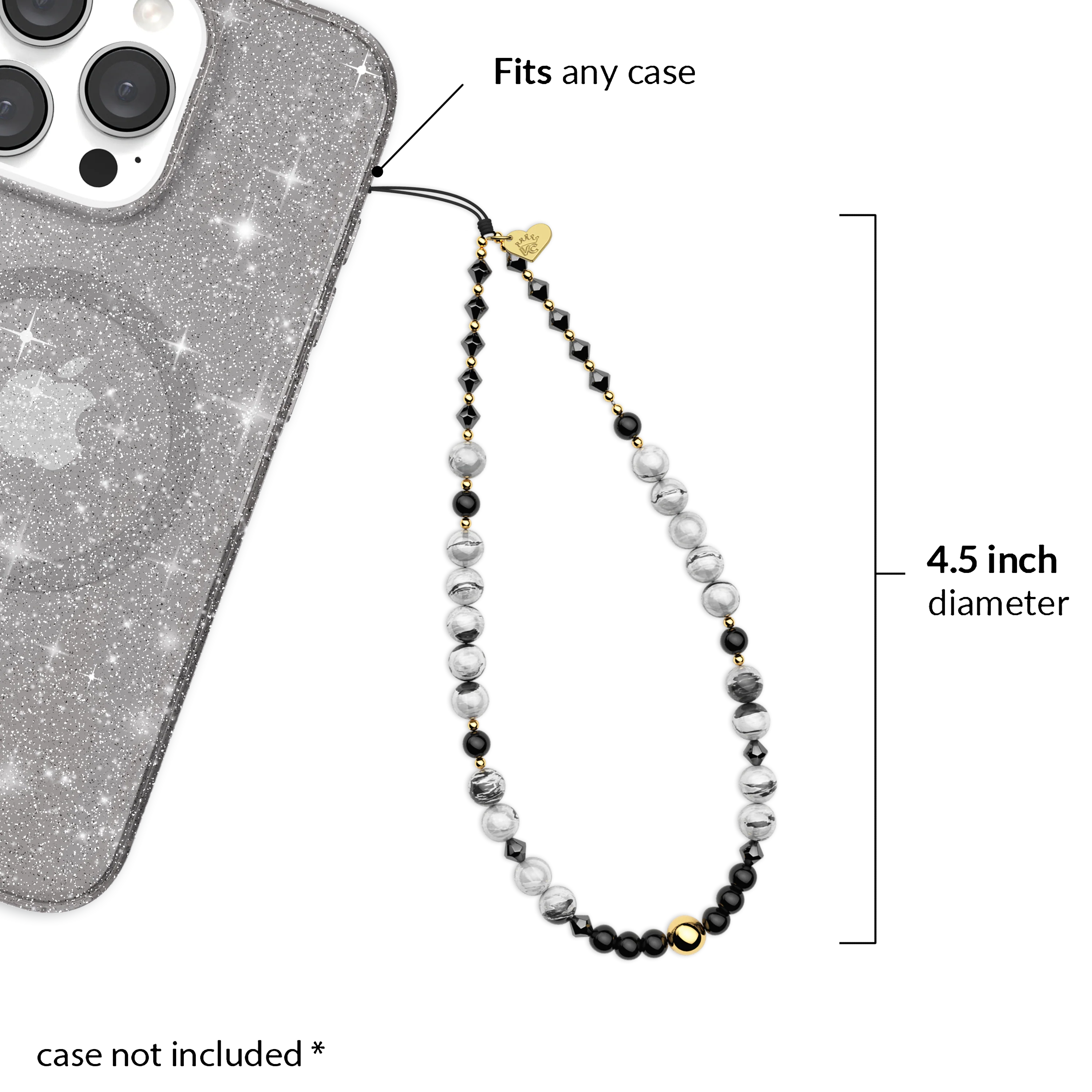 Stone Grey Gemstone Phone Charm - Image 3