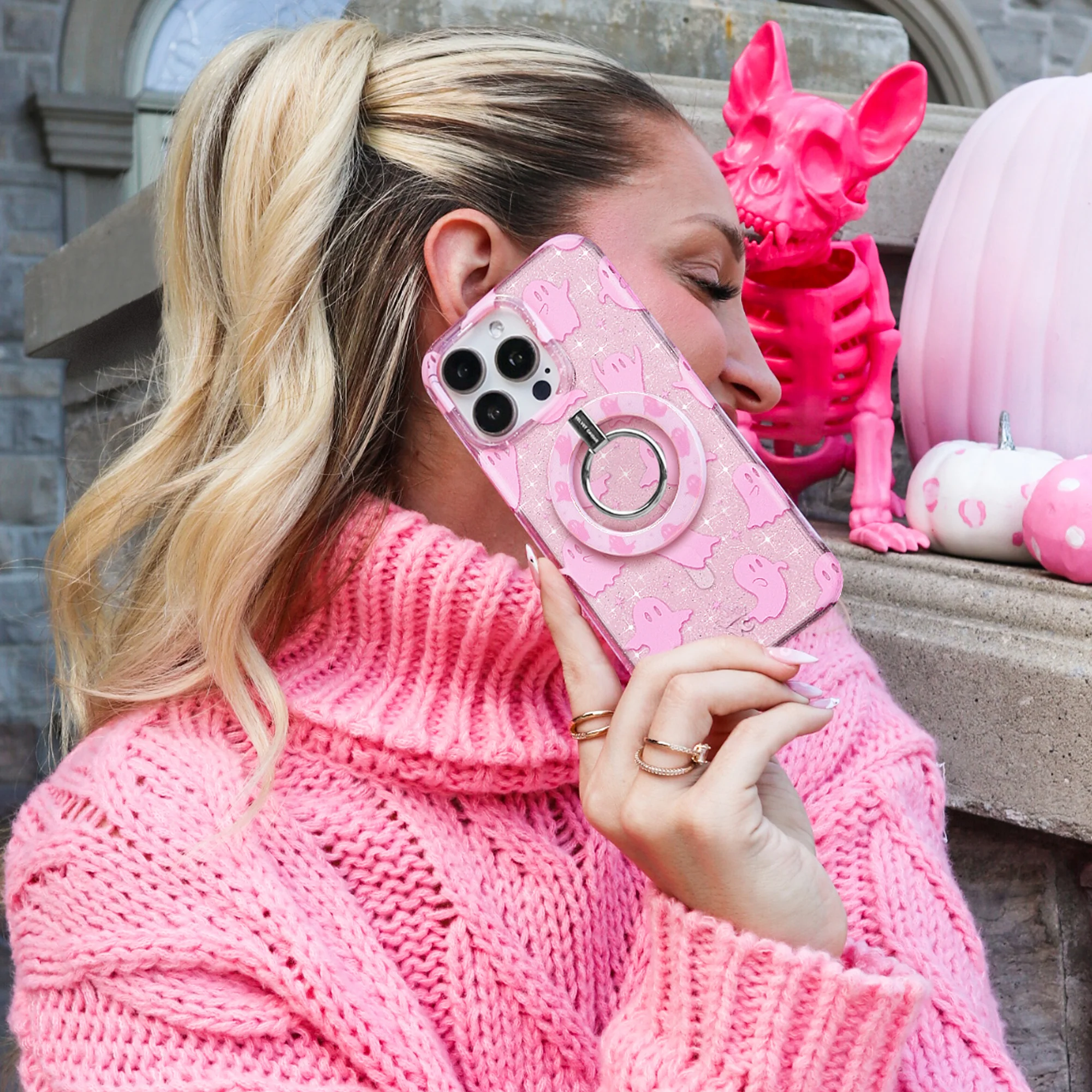 Ghosted Pink Glitter MagSafe Grip Ring - Image 2