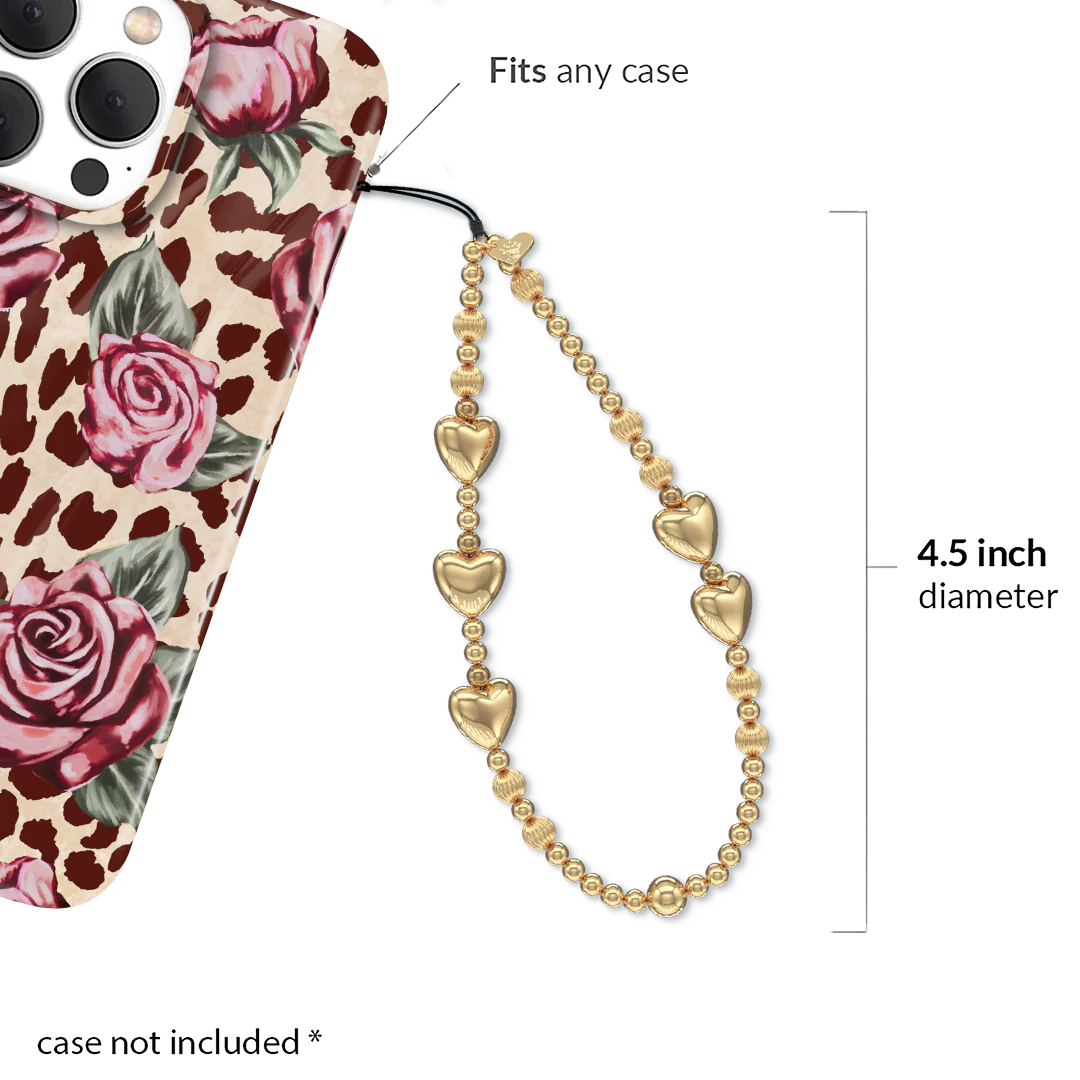 Gold Metallic Heart Phone Charm - Image 2