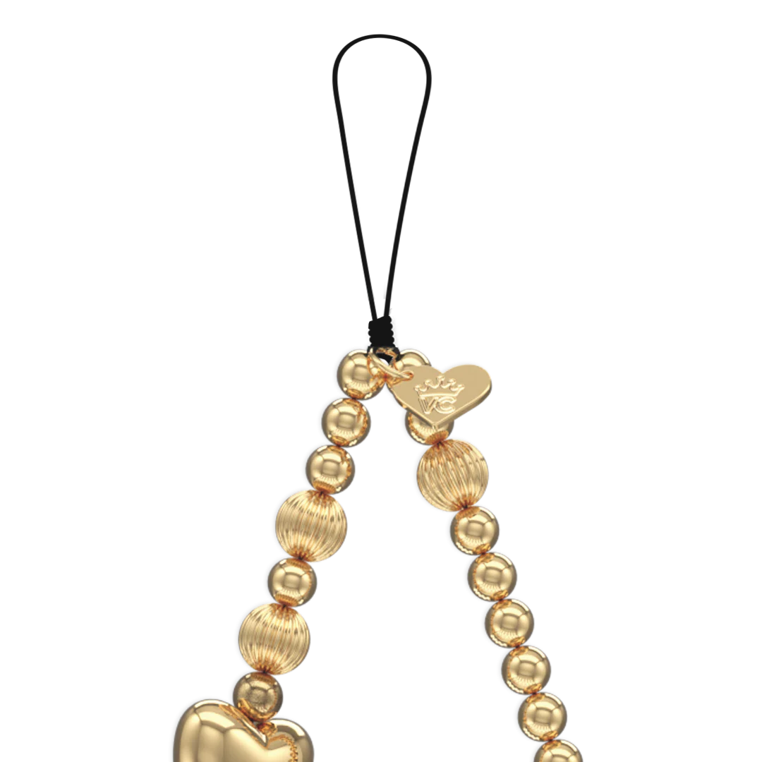 Gold Metallic Heart Phone Charm - Image 3