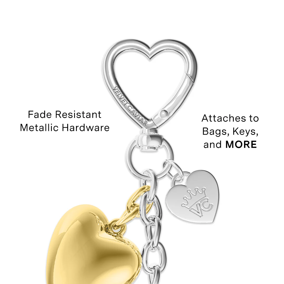 Mixed Metal Heart Bag Charm - Image 3
