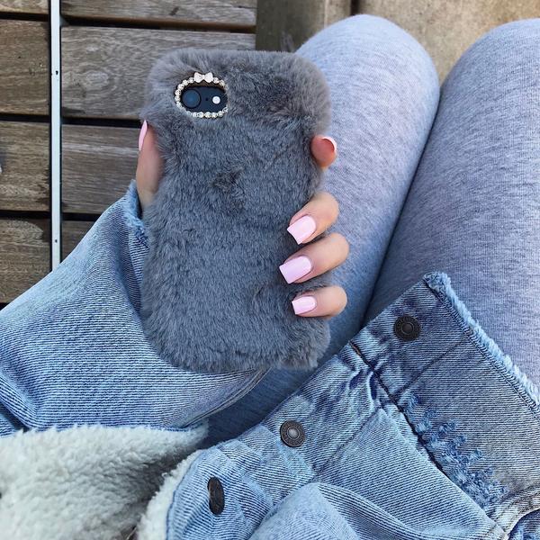 Gray Faux Fur iPhone Case - Image 29