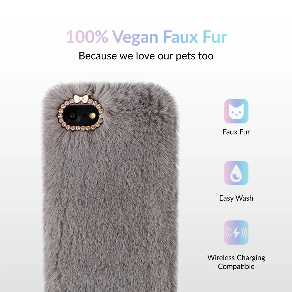 Gray Faux Fur iPhone Case - Image 5