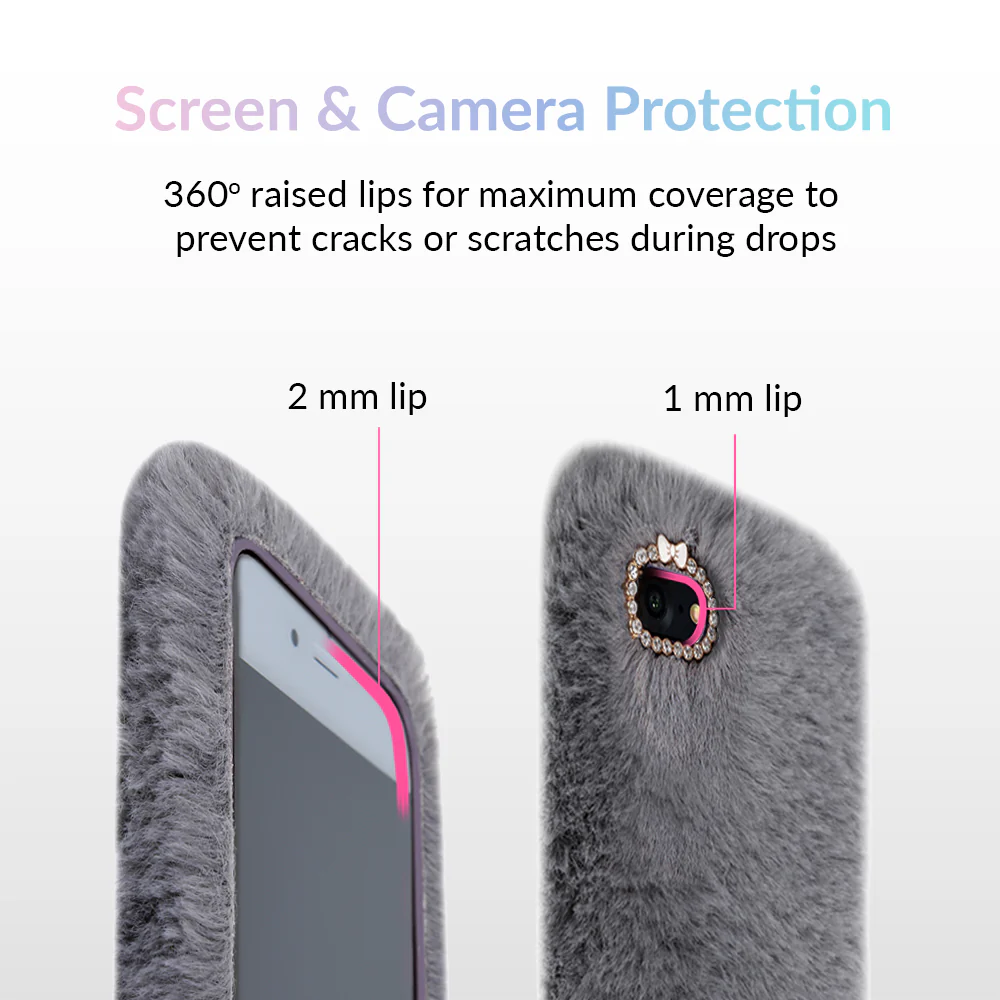 Gray Faux Fur iPhone Case - Image 8