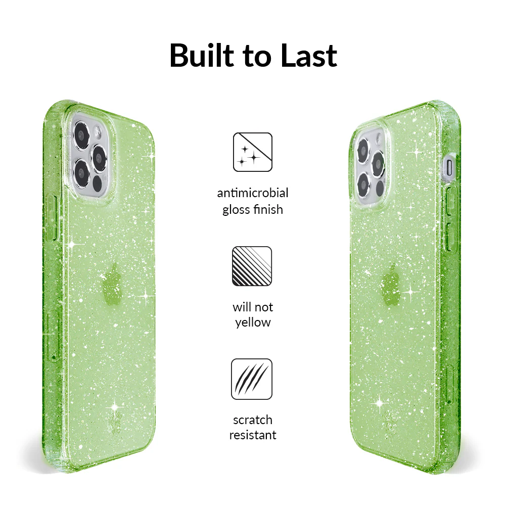 Lime Stardust Glitter iPhone Case - Image 11