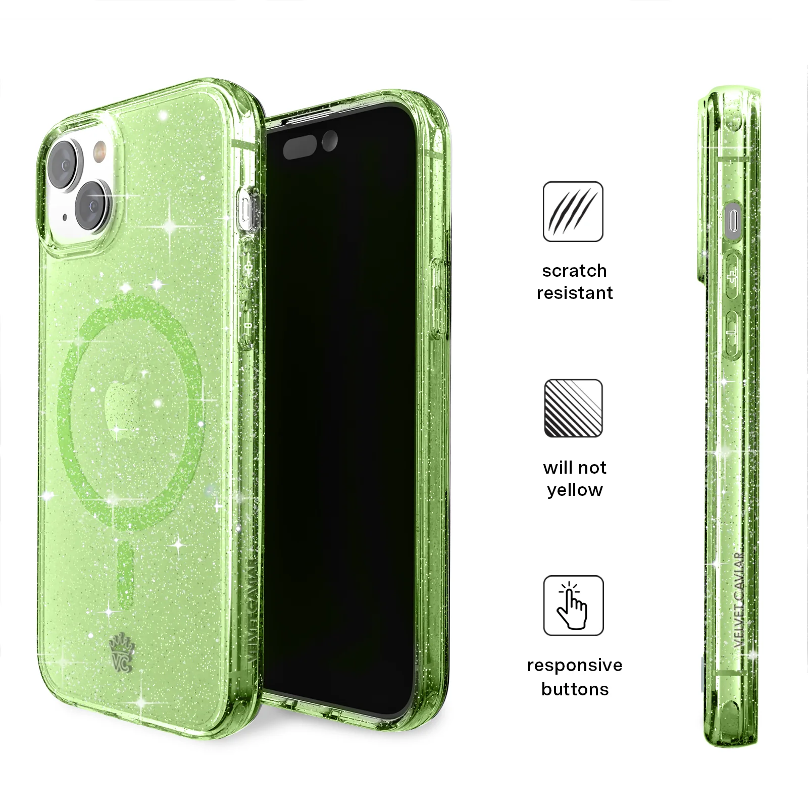 Lime Stardust Glitter iPhone Case - Image 133