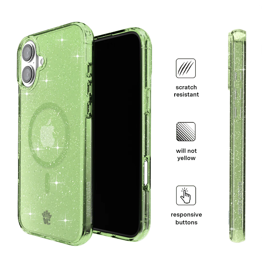 Lime Stardust Glitter iPhone Case - Image 155