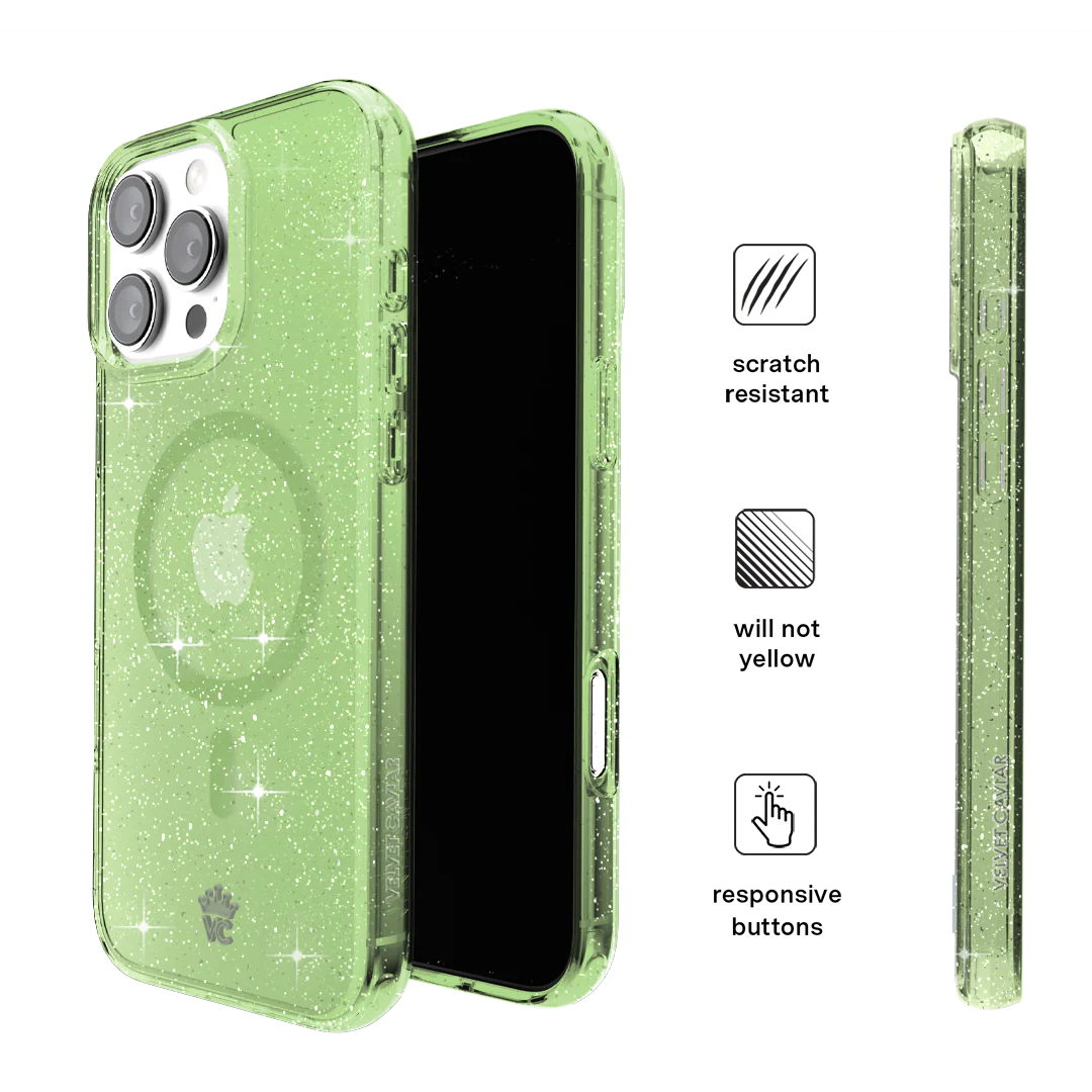 Lime Stardust Glitter iPhone Case - Image 160