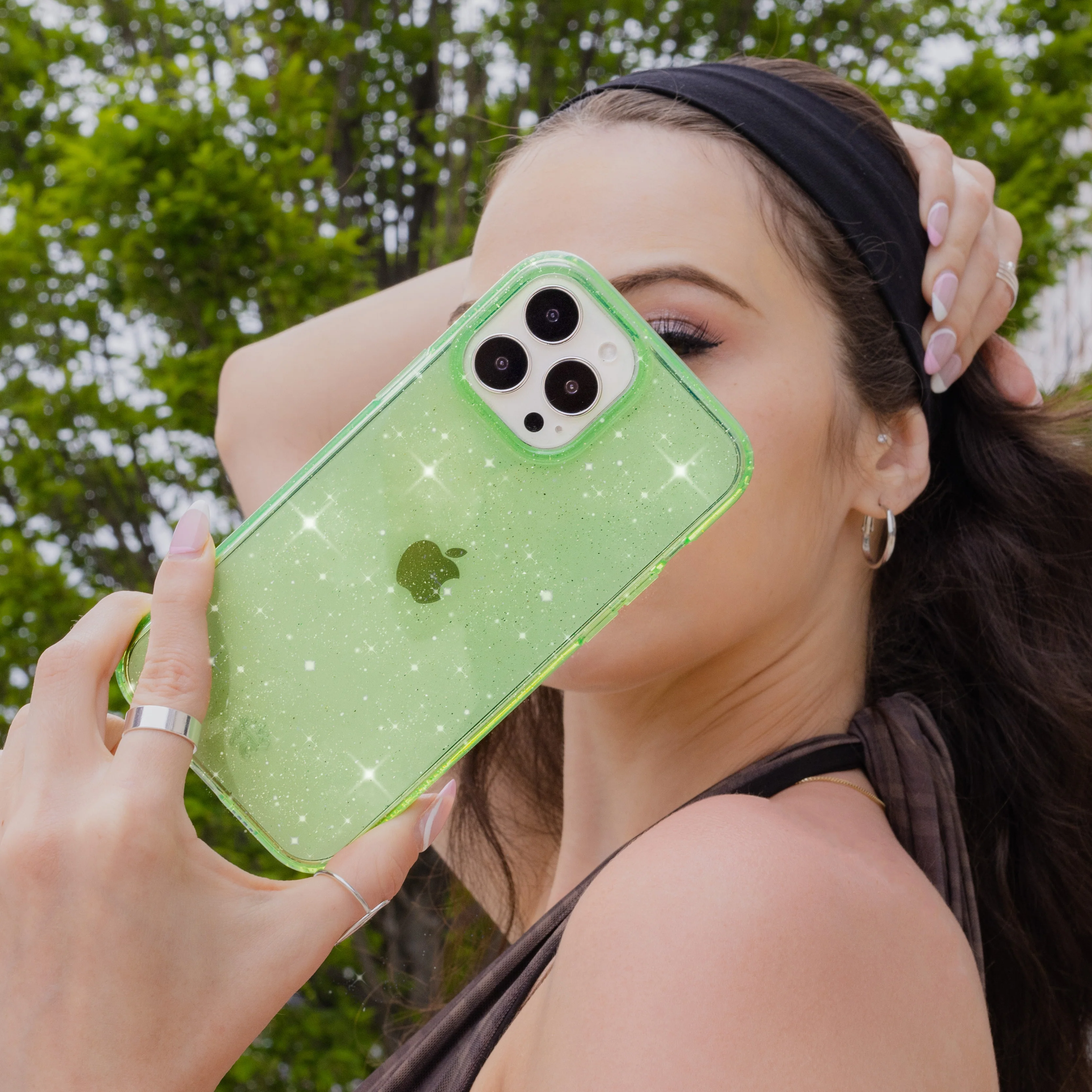 Lime Stardust Glitter iPhone Case - Image 44