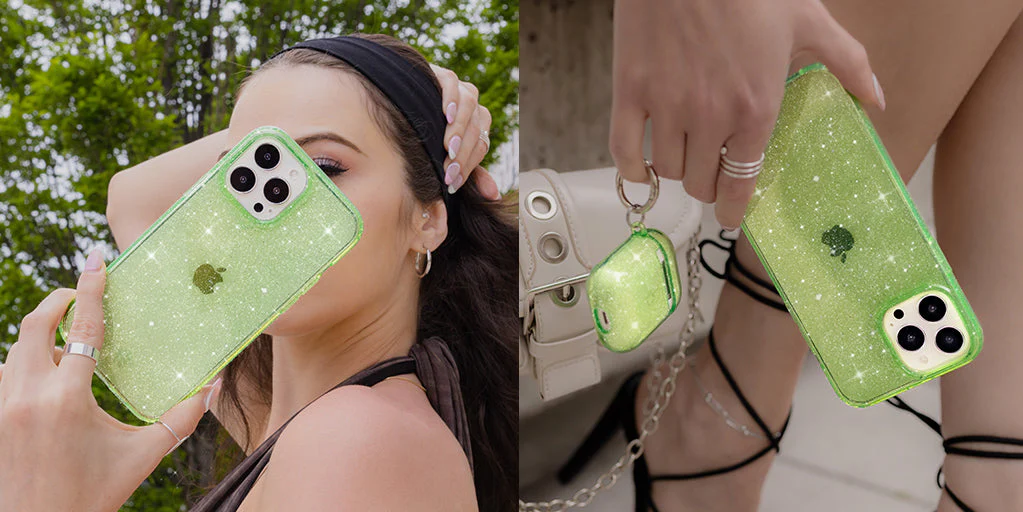 Lime Stardust Glitter iPhone Case - Image 97