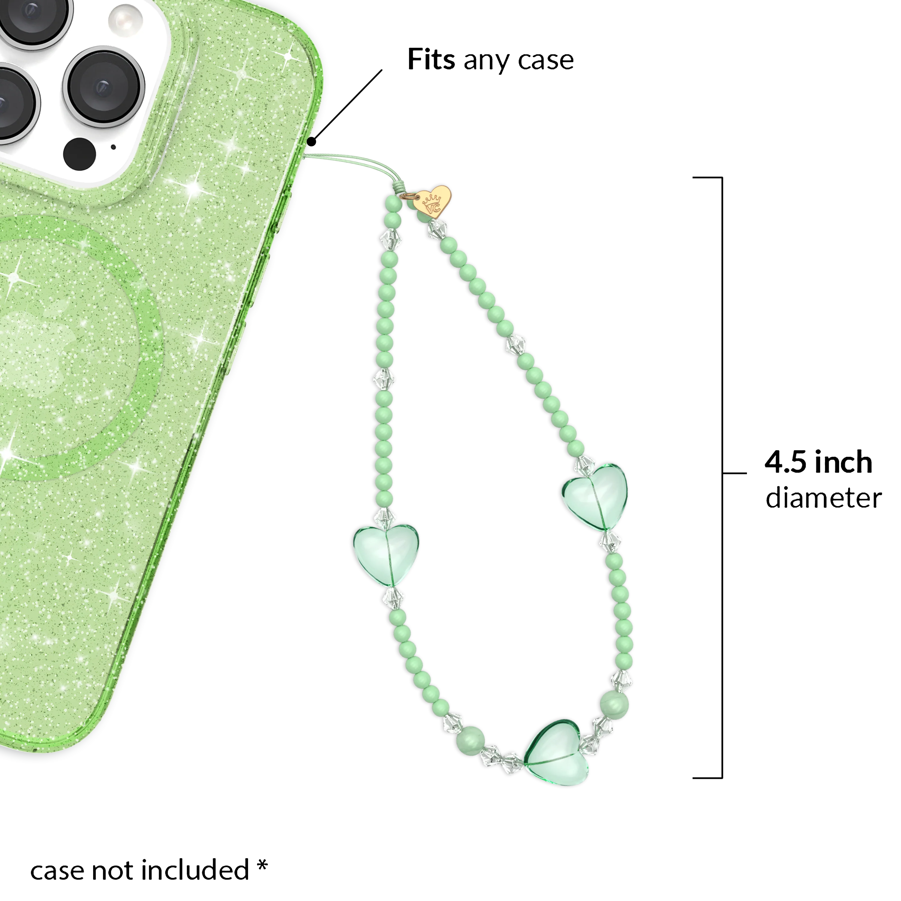 Green Heart Phone Charm - Image 3
