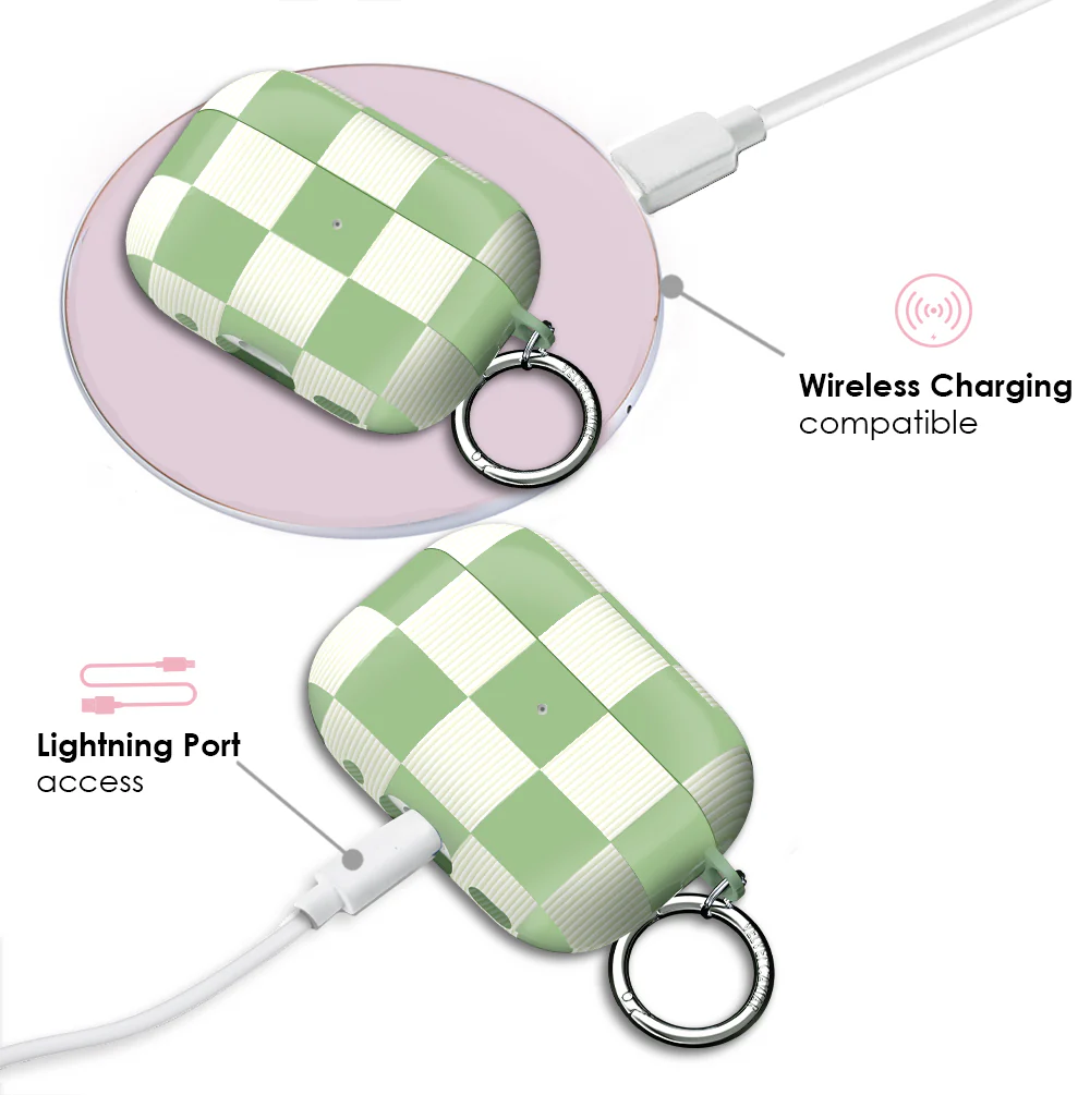 Pistachio Vibe Checkered AirPod Case - Image 14