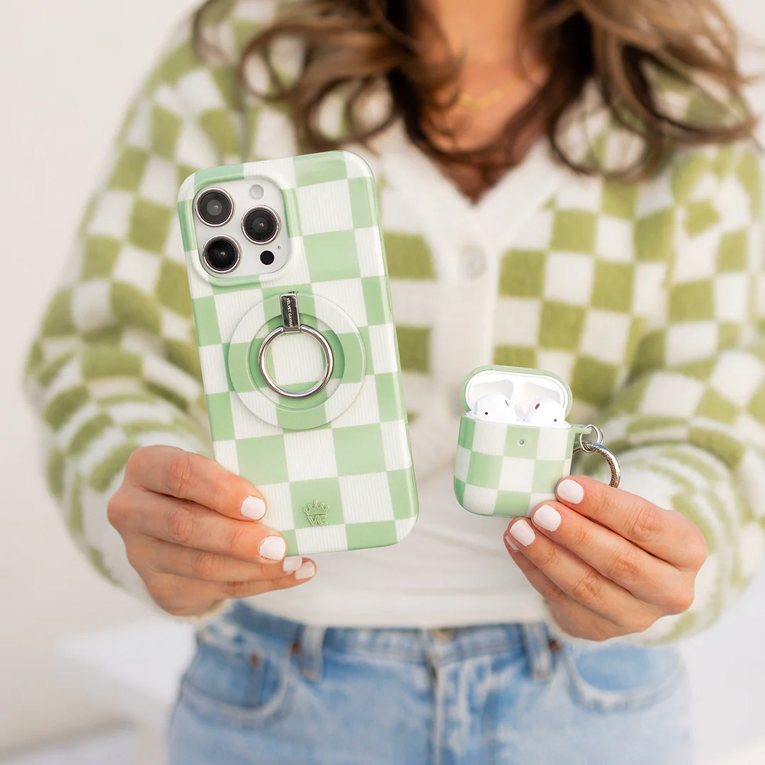 Pistachio Vibe Checkered AirPod Case - Image 22