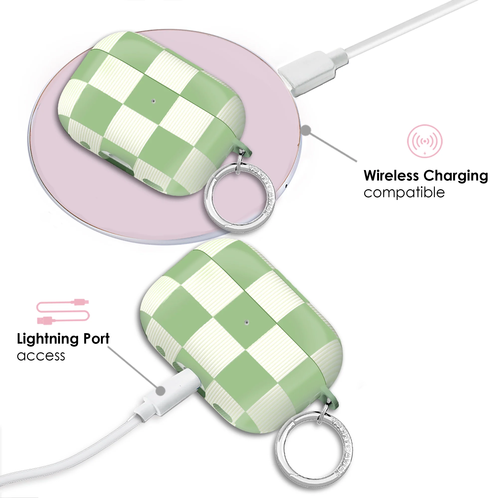 Pistachio Vibe Checkered AirPod Case - Image 24