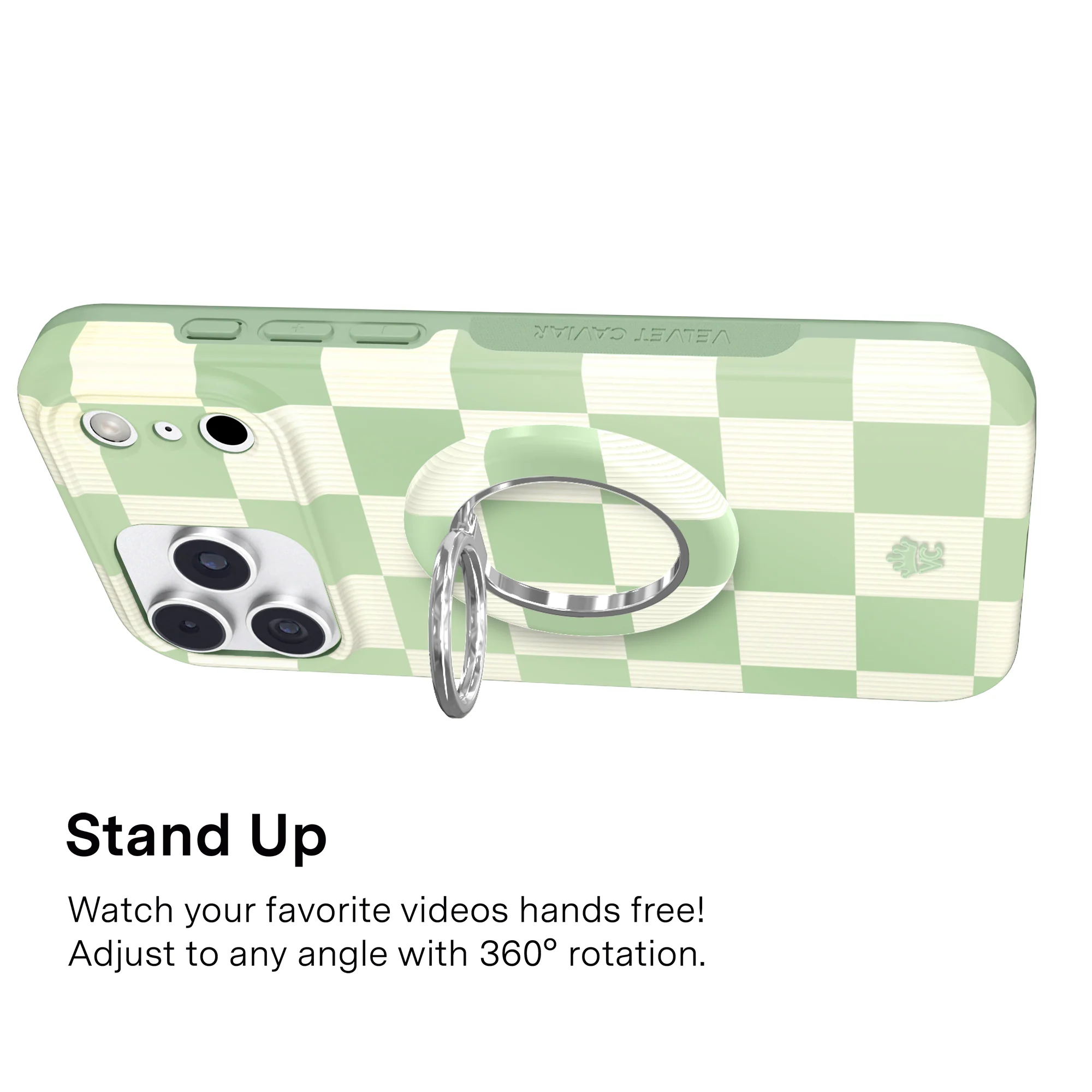 Pistachio Vibe Checkered MagSafe Grip Ring - Image 4