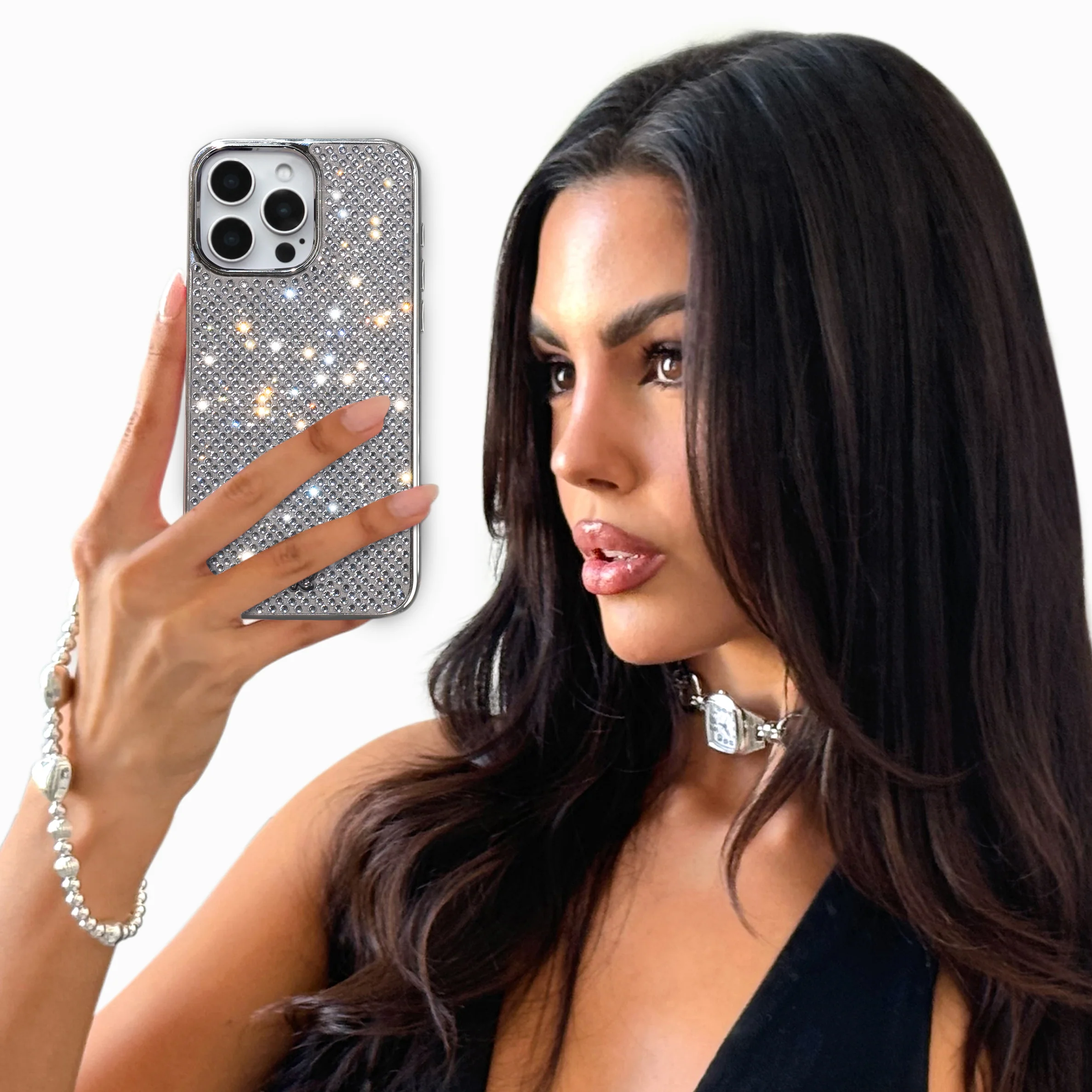 Chrome Caviar Crystals iPhone Case - Image 32
