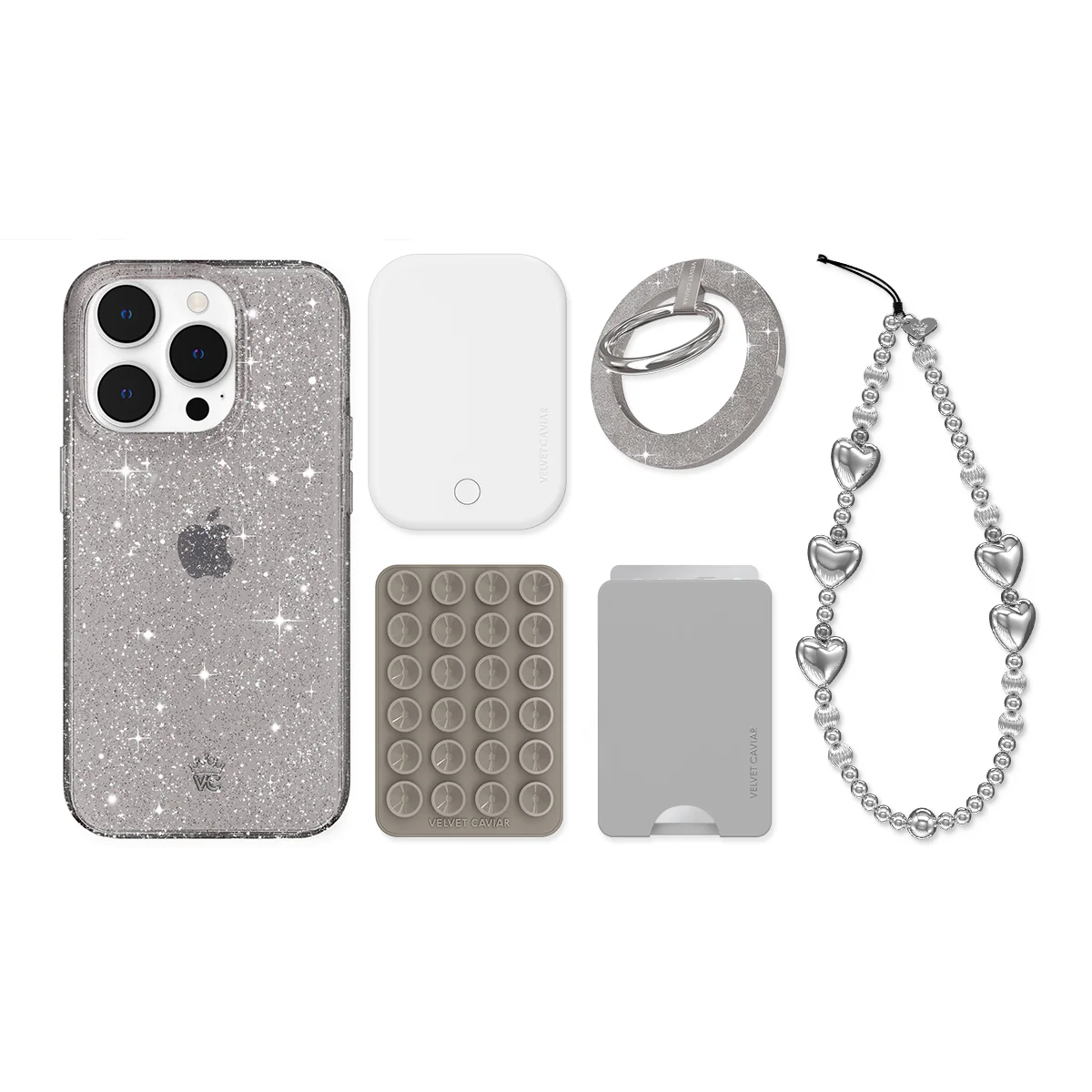 Grey Stardust Glitter iPhone Bundle Set - Image 11