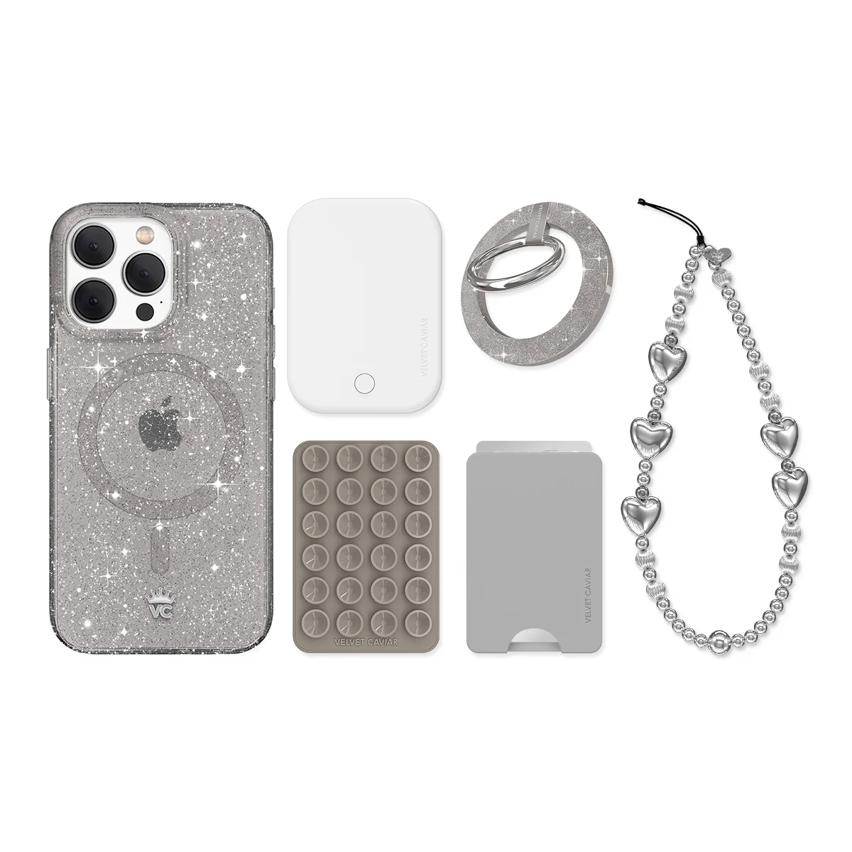 Grey Stardust Glitter iPhone Bundle Set - Image 14