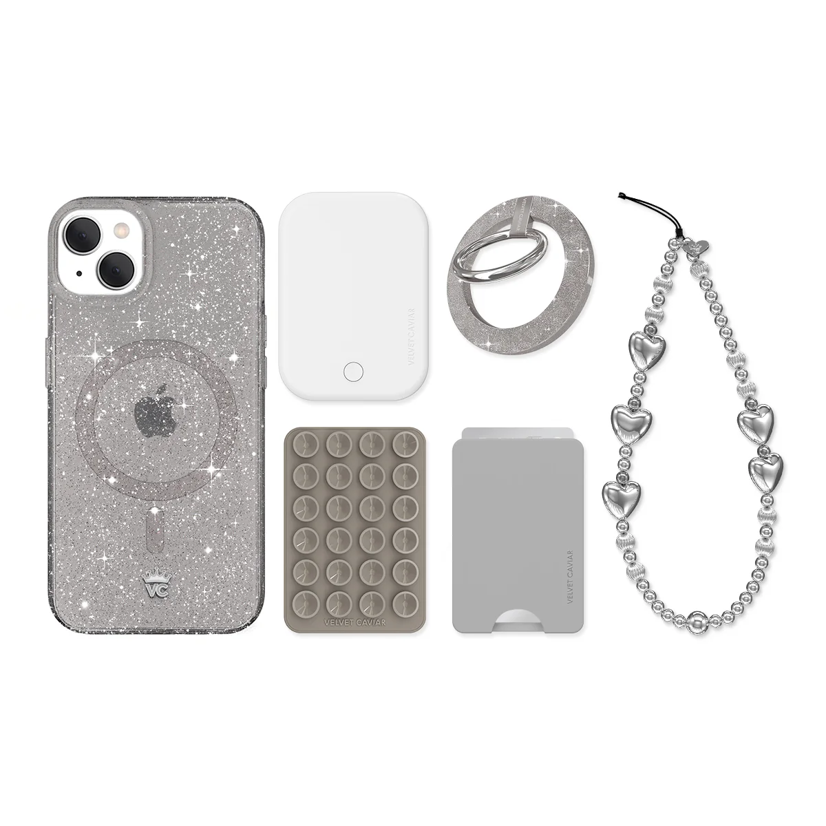 Grey Stardust Glitter iPhone Bundle Set - Image 16