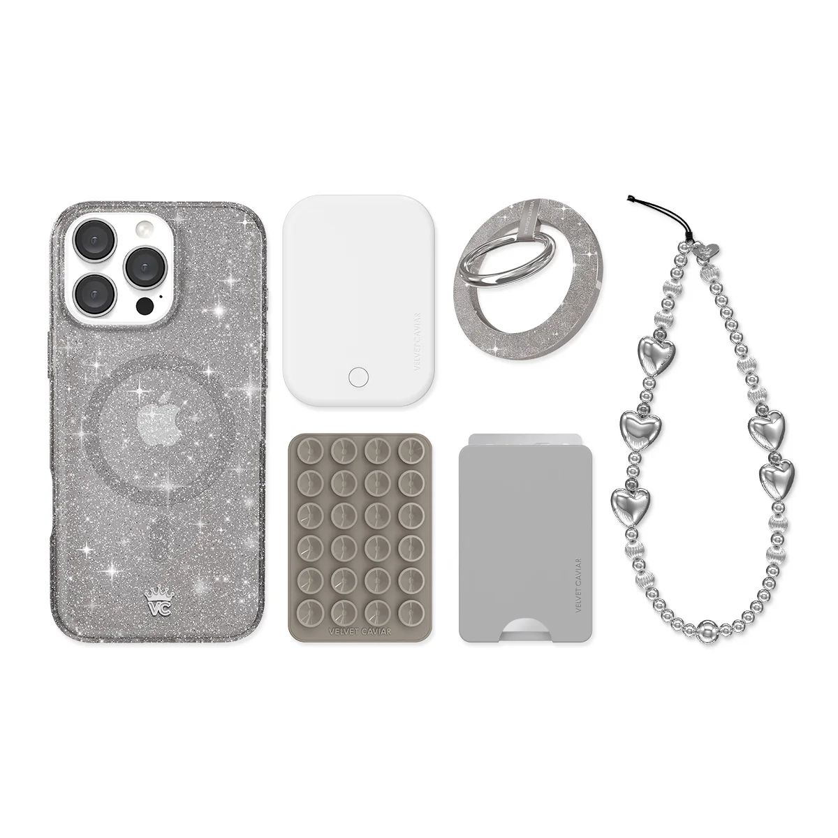 Grey Stardust Glitter iPhone Bundle Set - Image 18
