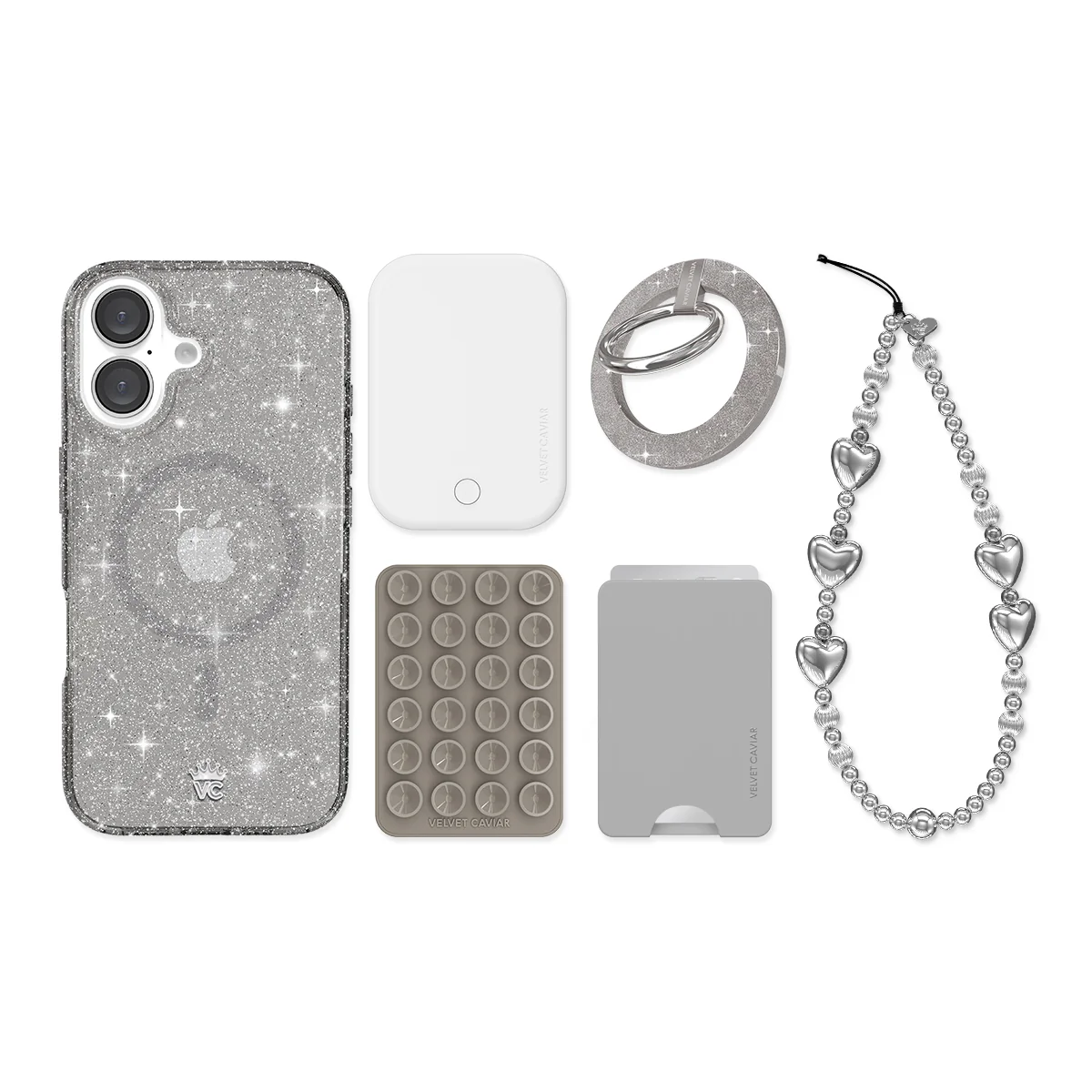 Grey Stardust Glitter iPhone Bundle Set - Image 20