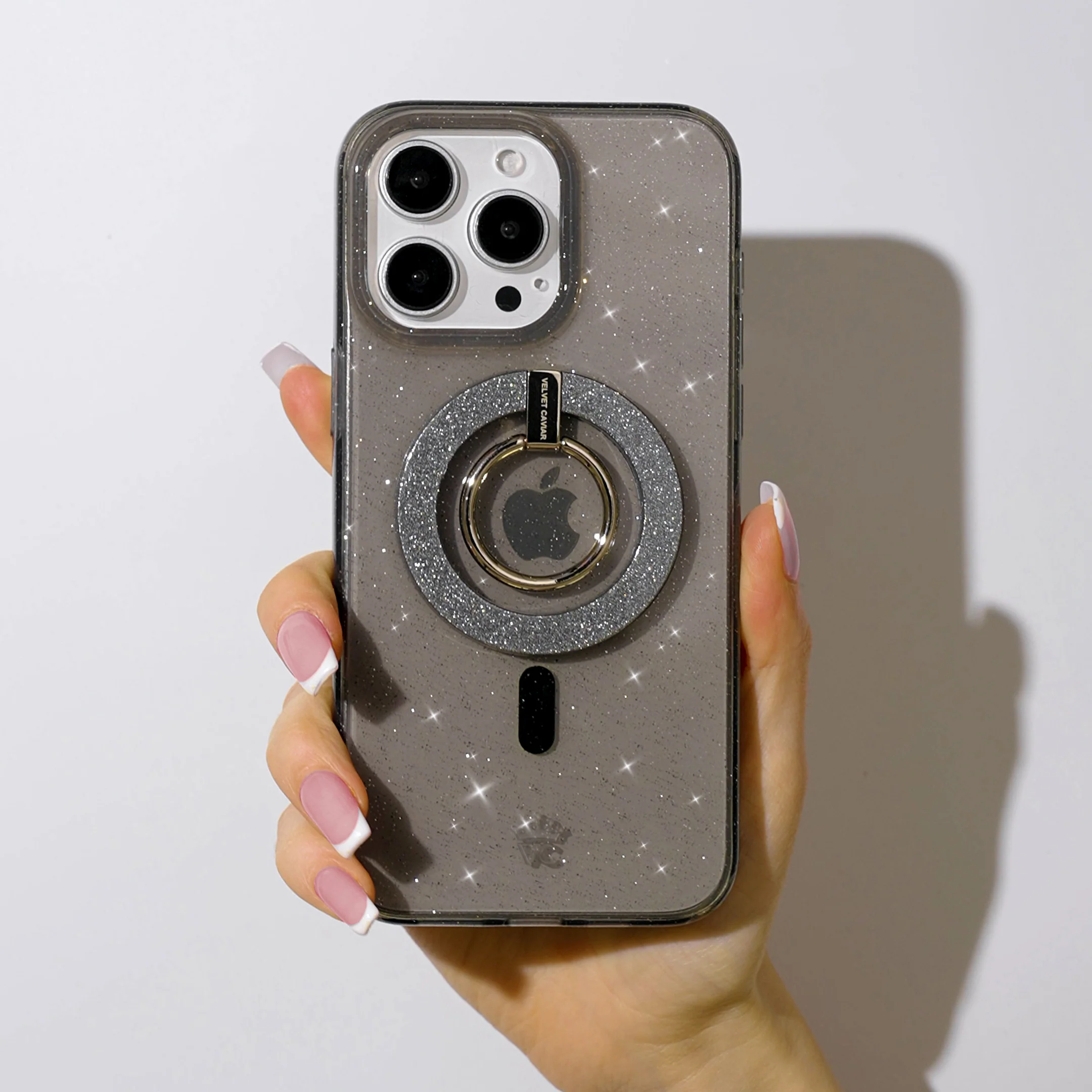 Grey Stardust Glitter MagSafe Grip Ring - Image 2
